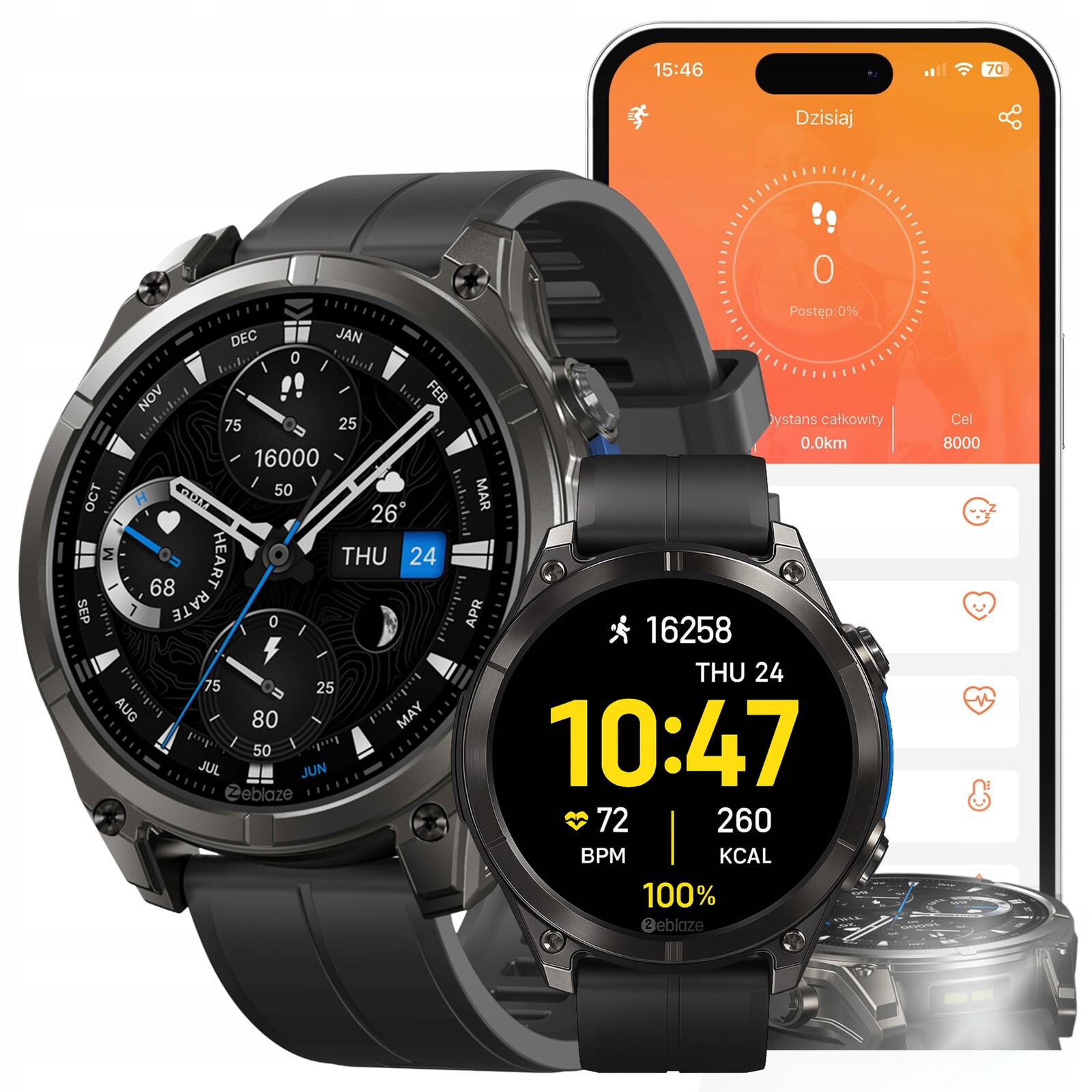 Chytré Hodinky Zeblaze Vibe 8 Abyss černé Amoled 5ATM Vojenská hovorová svítilna