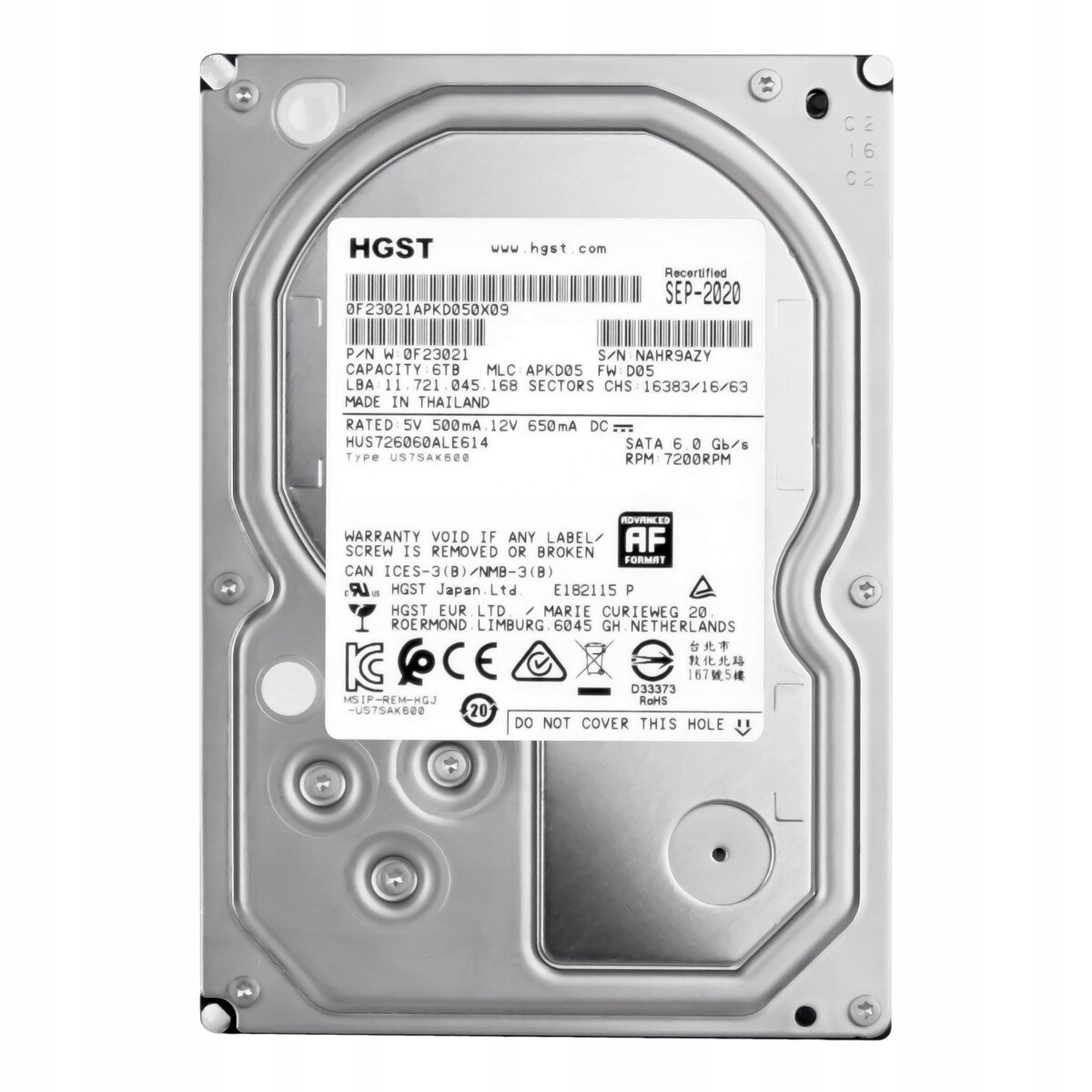 Hgst UltraStar 7K6000 6TB 7.2K 128MB Sata III 3.5'' HUS726060ALE614
