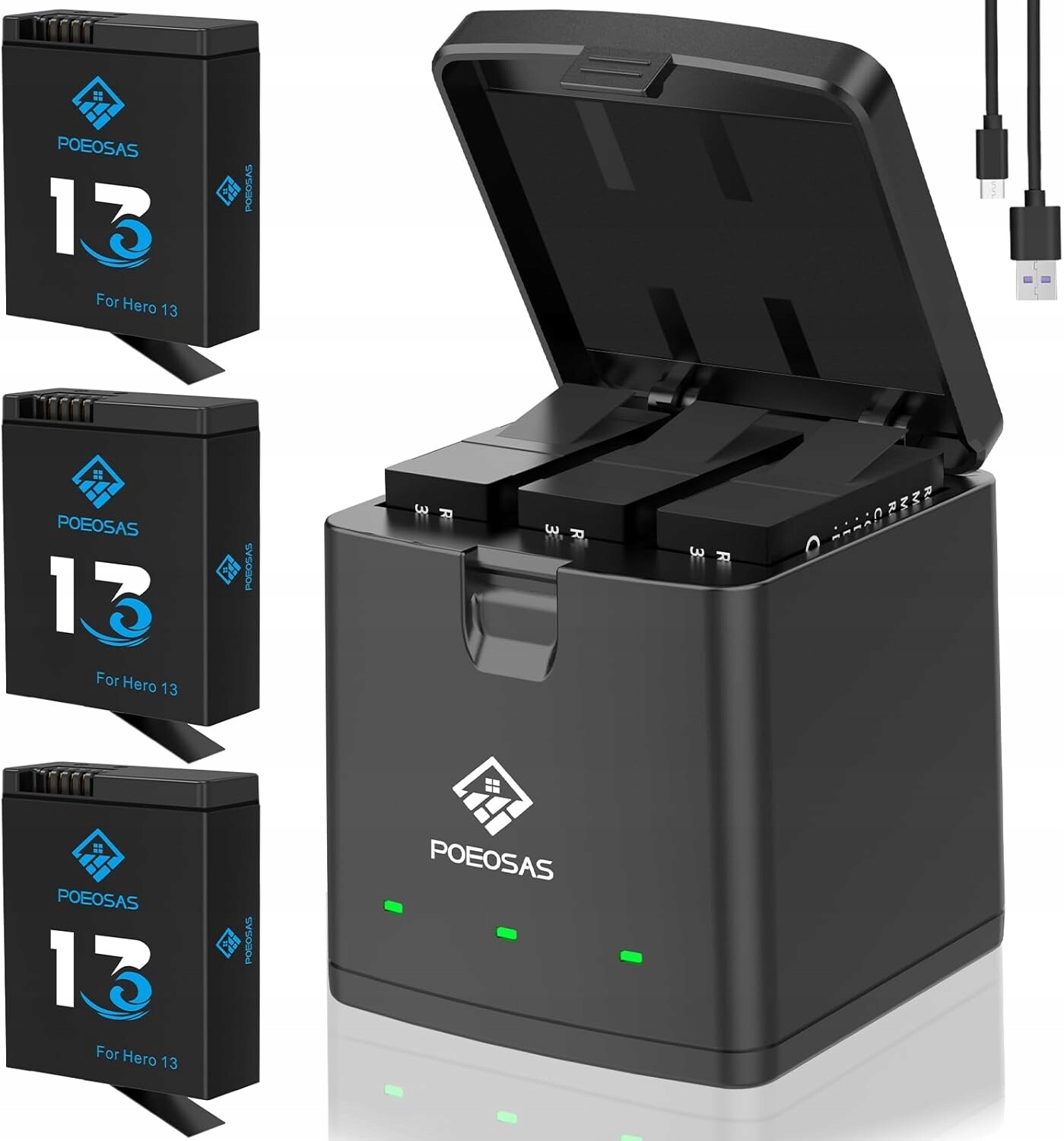 3-KANÁLOVÁ Nabíječka Box Hub Pro Gopro Hero 13 3x Akumulátor 2100mAh