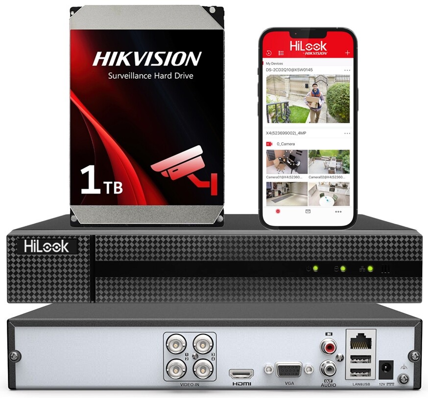 Xvr rekordér pro kamery Ahd Tvi CVI do 8MPx DVR-204U-M1 Disk 1TB Hikvision