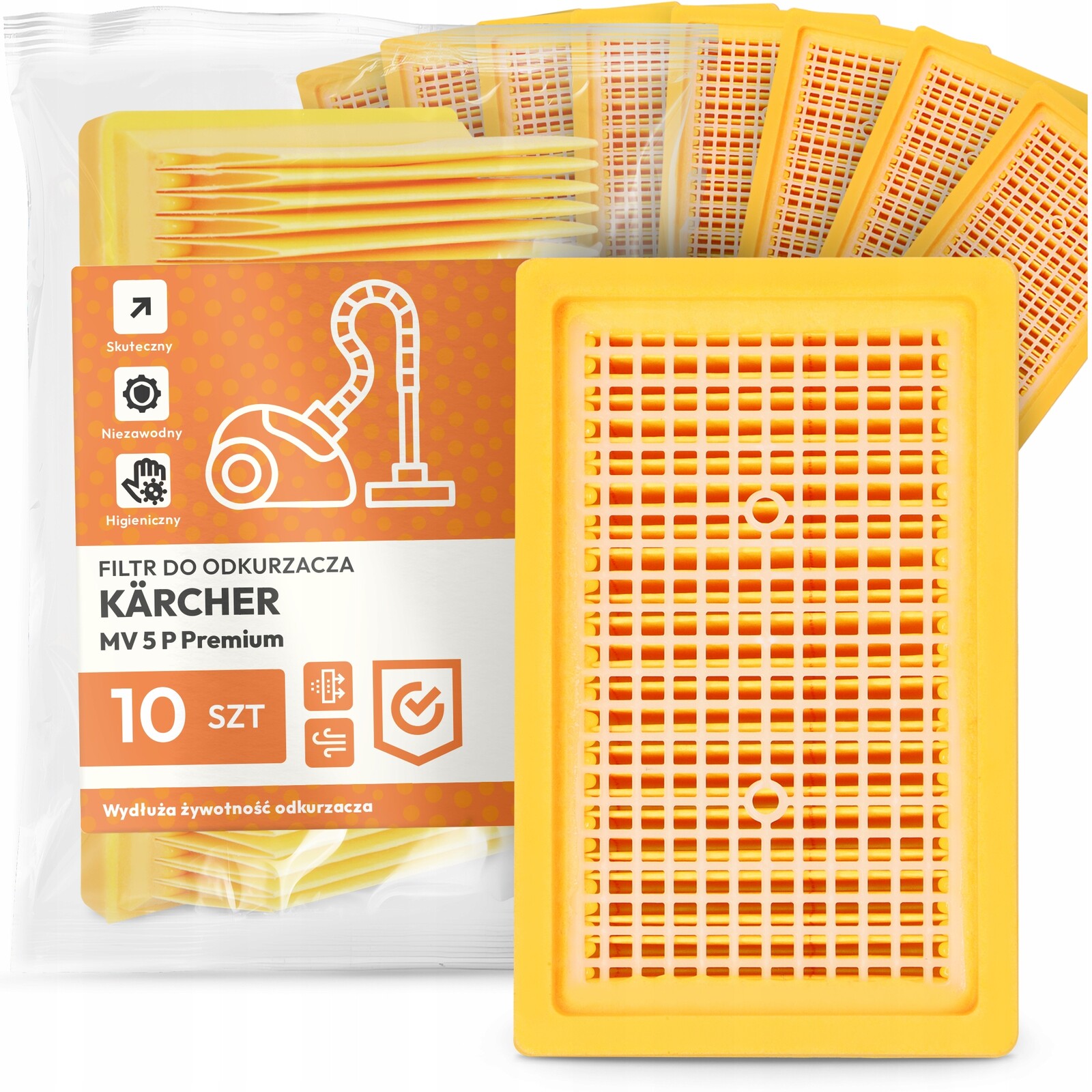 10 x Filtr Pro Vysavač Kärcher MV 5 P Premium Vzduchový vstupní Filtr Em-w