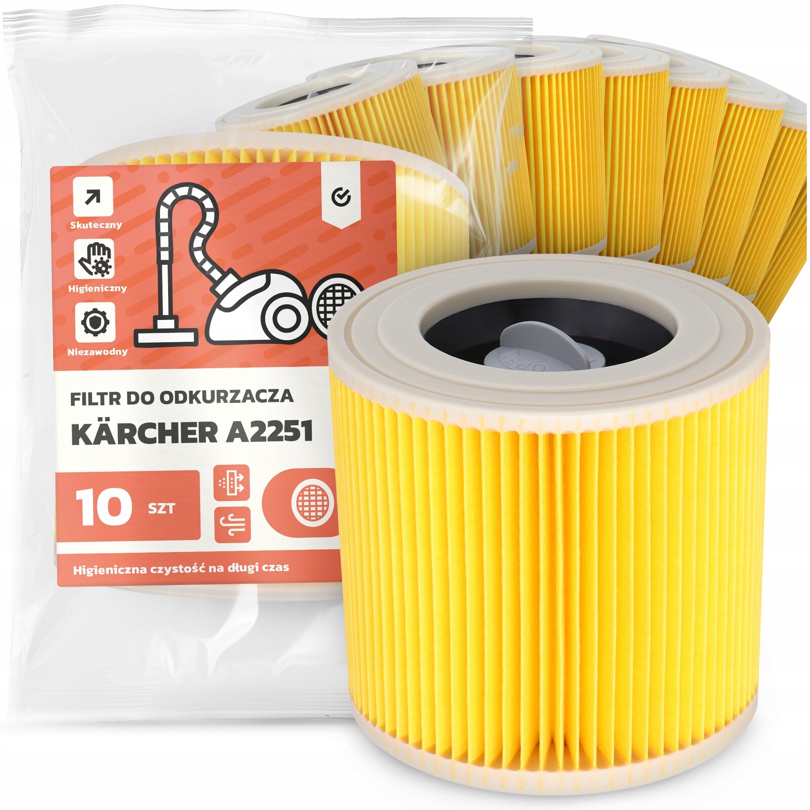 10 x Filtr Pro Vysavač Kärcher A2251 Vzduch Výkonný Náhradník Em-w