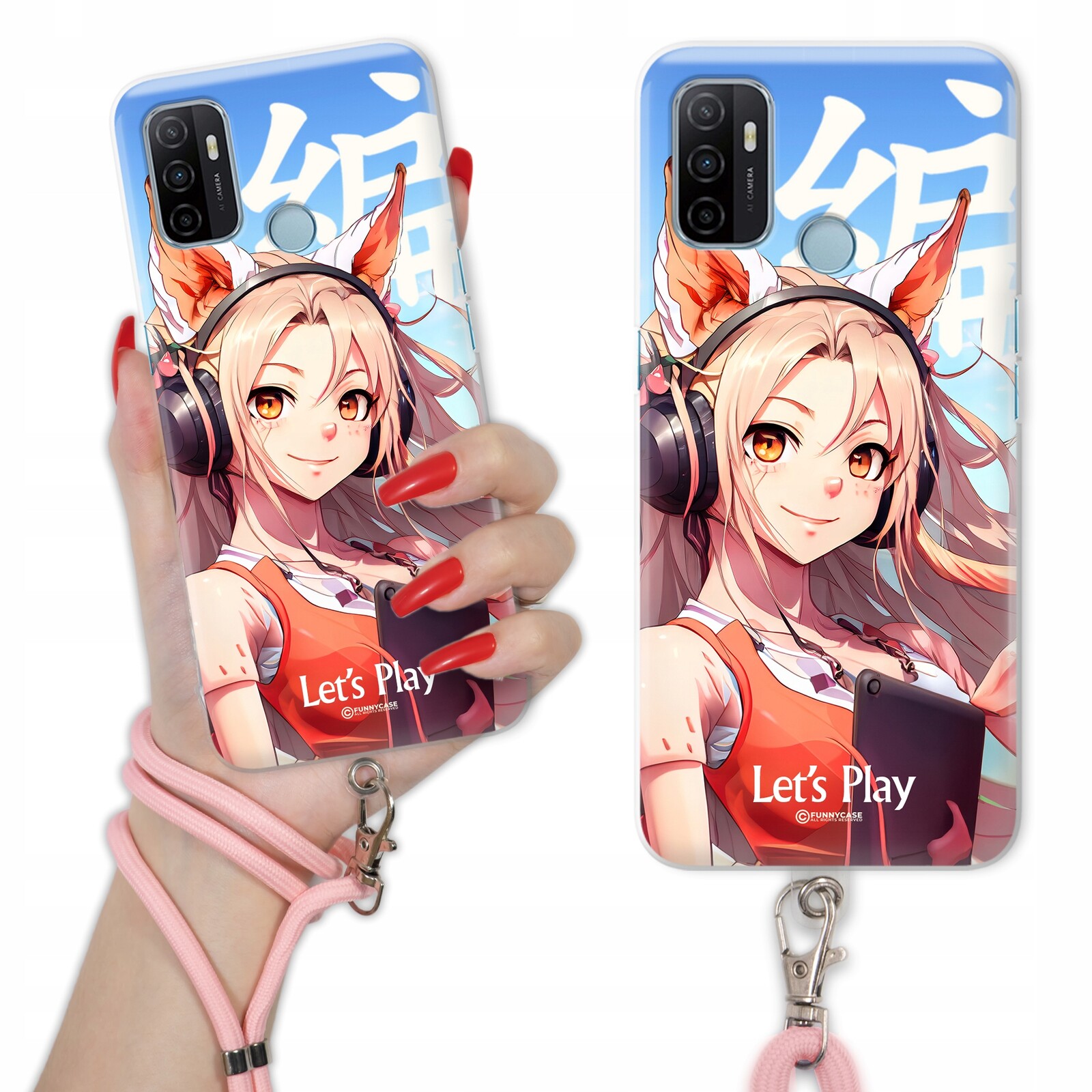 Pouzdro Pro Oppo A53S Se Šňůrkou Anime Sakura Růžové