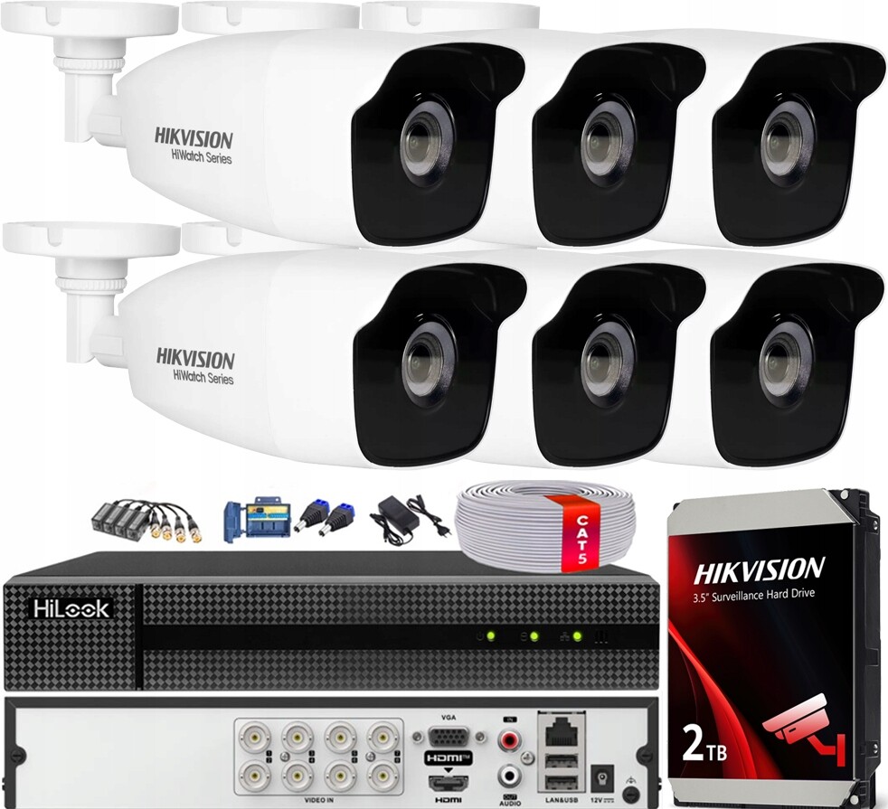 Monitorovací sada Hikvision 6 kamer FullHD Venkovní IR40 m Apka Disk 2TB