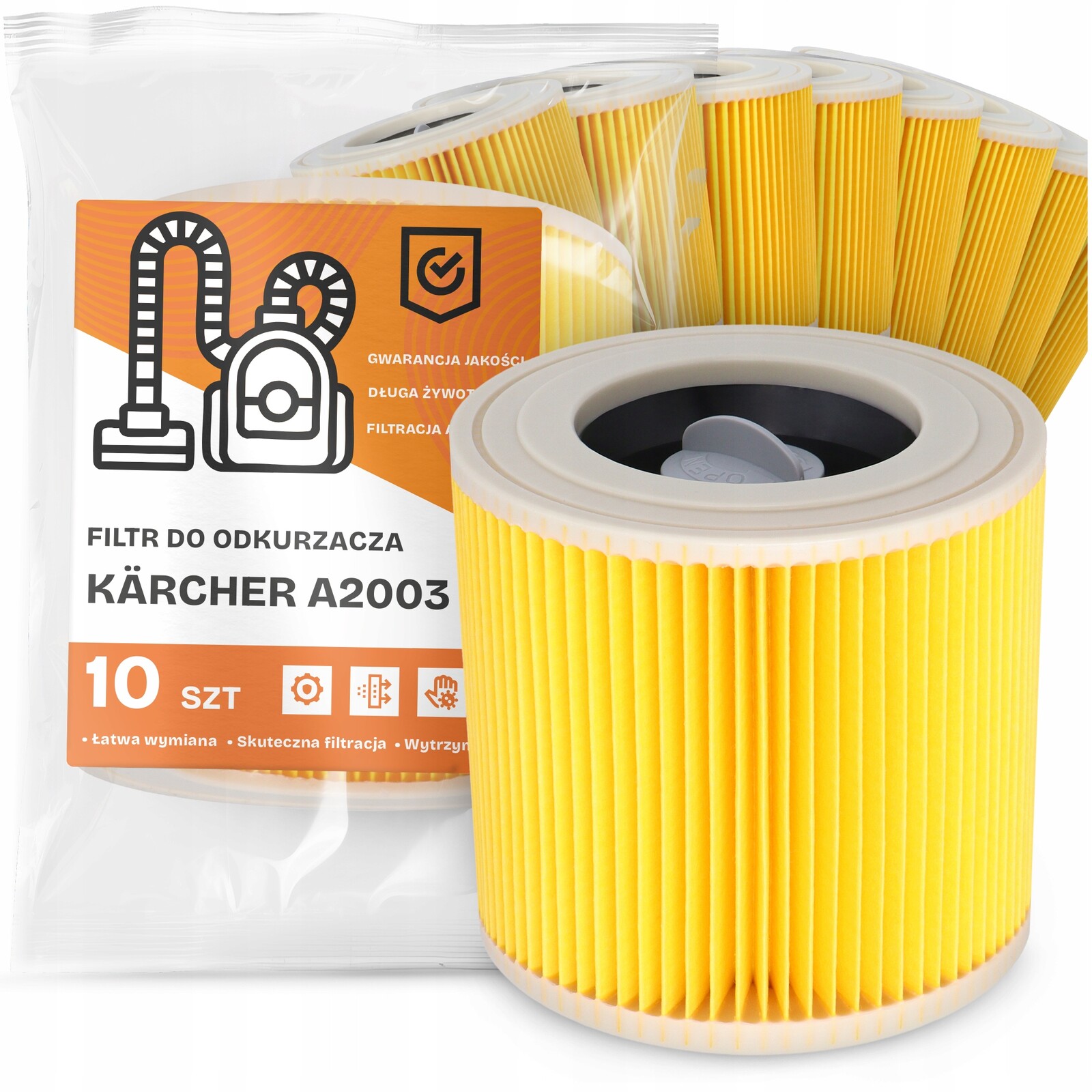 10 x Filtr Pro Vysavač Kärcher A2003 Vzduch Výkonný Náhradník Em-w