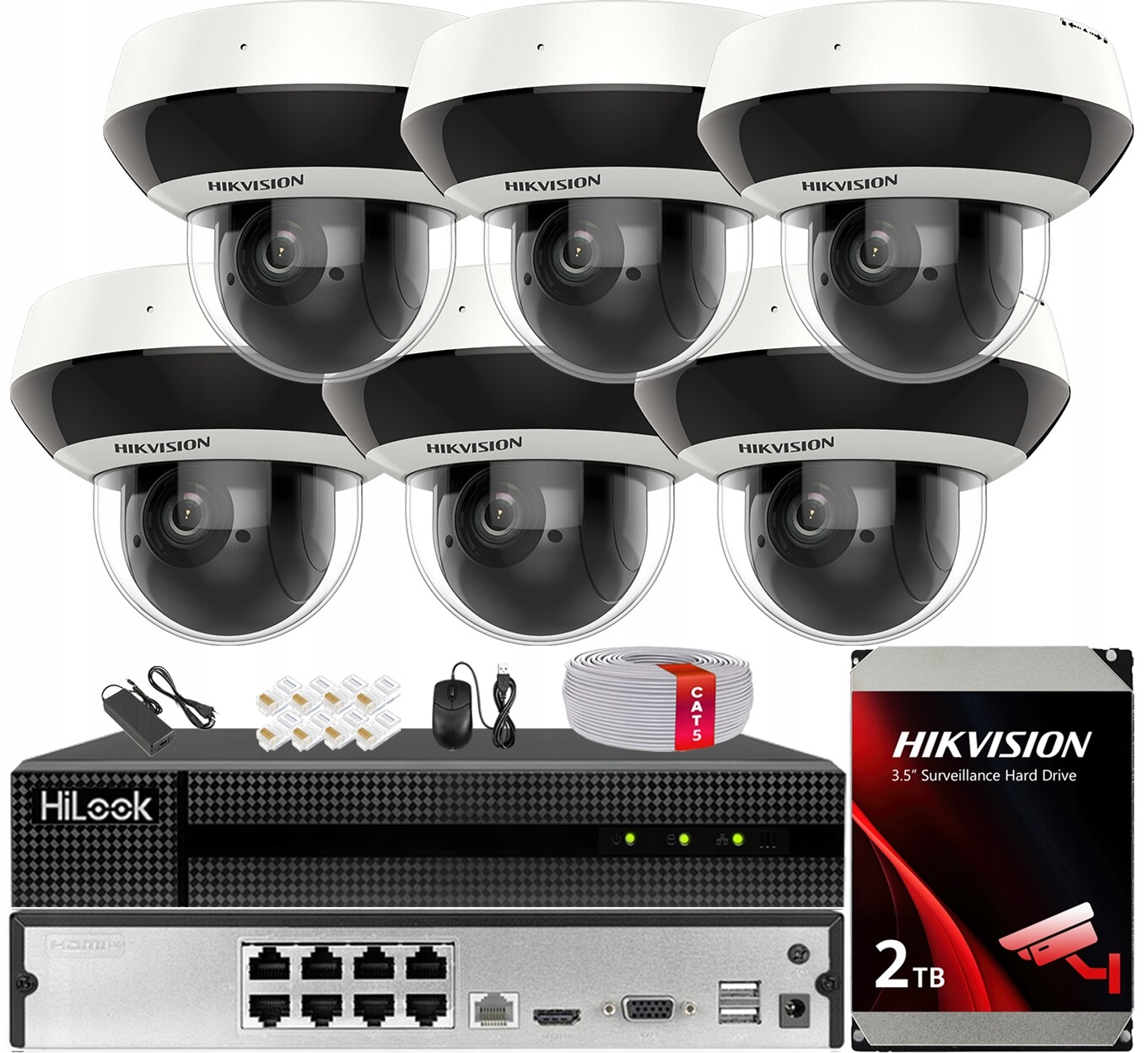Monitorovací sada Hikvision 6x Otočná kamera 4MPx IK10 Motozoom 1TB