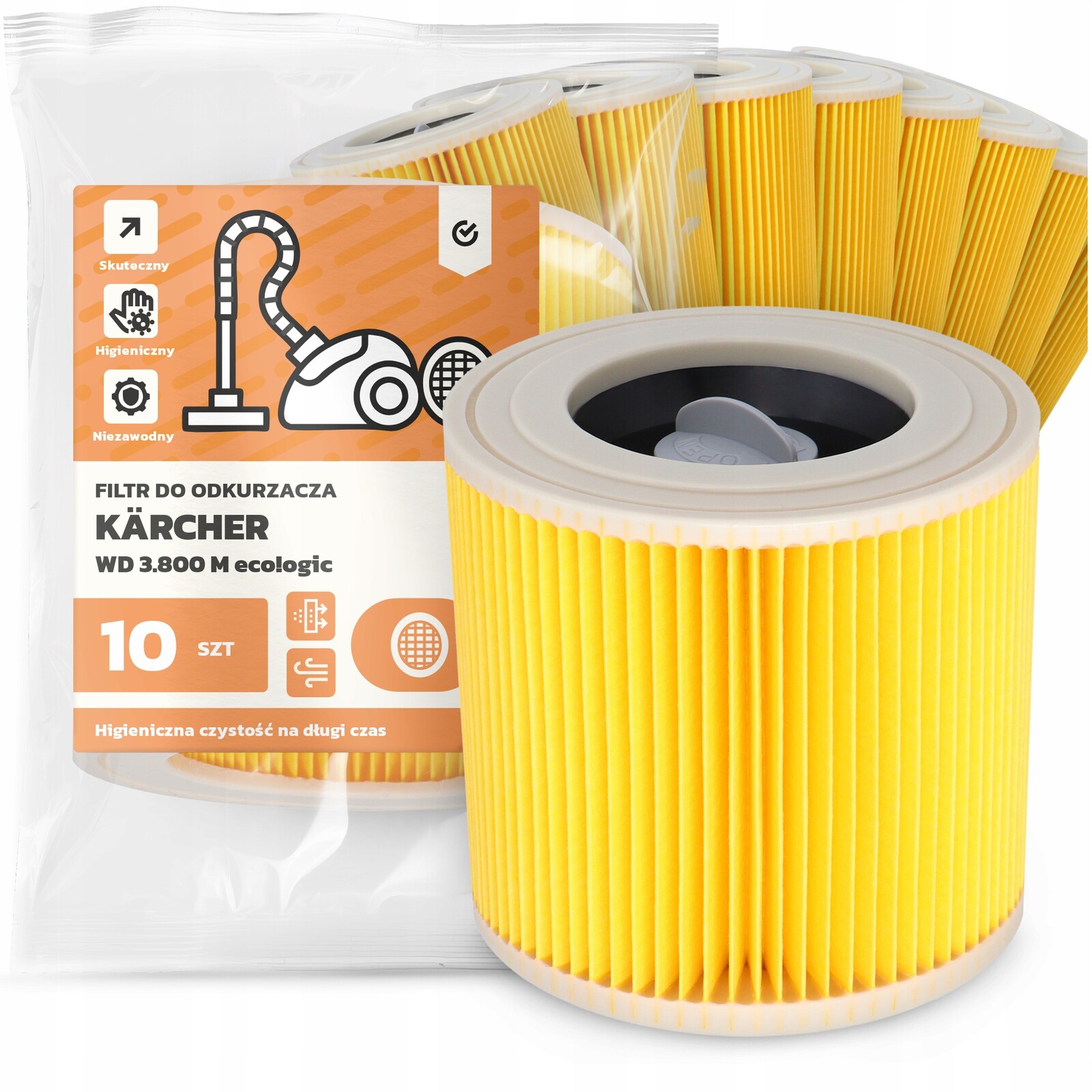 10x Filtr Pro Vysavač Kärcher Wd 3.800 M eco!ogic Vzduch Výkonný Em-w