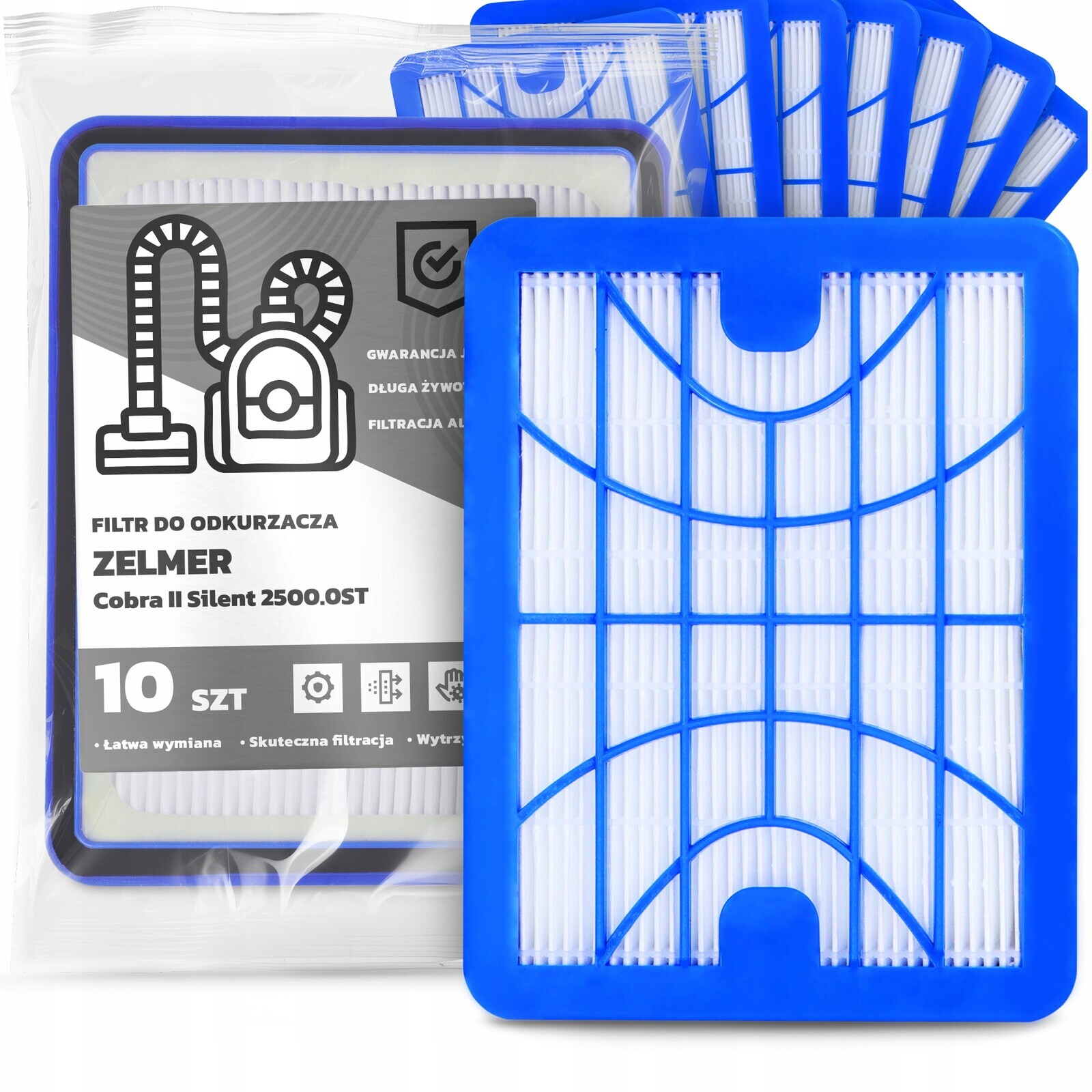 10 x Vzduchový Filtr Pro Vysavač Zelmer Cobra II Silent 2500.0ST Hepa Em-w