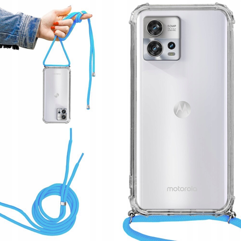 Pouzdro Crossbody pro Motorola Edge 30 Fusion Ochranné pouzdro šňůrka Modrá