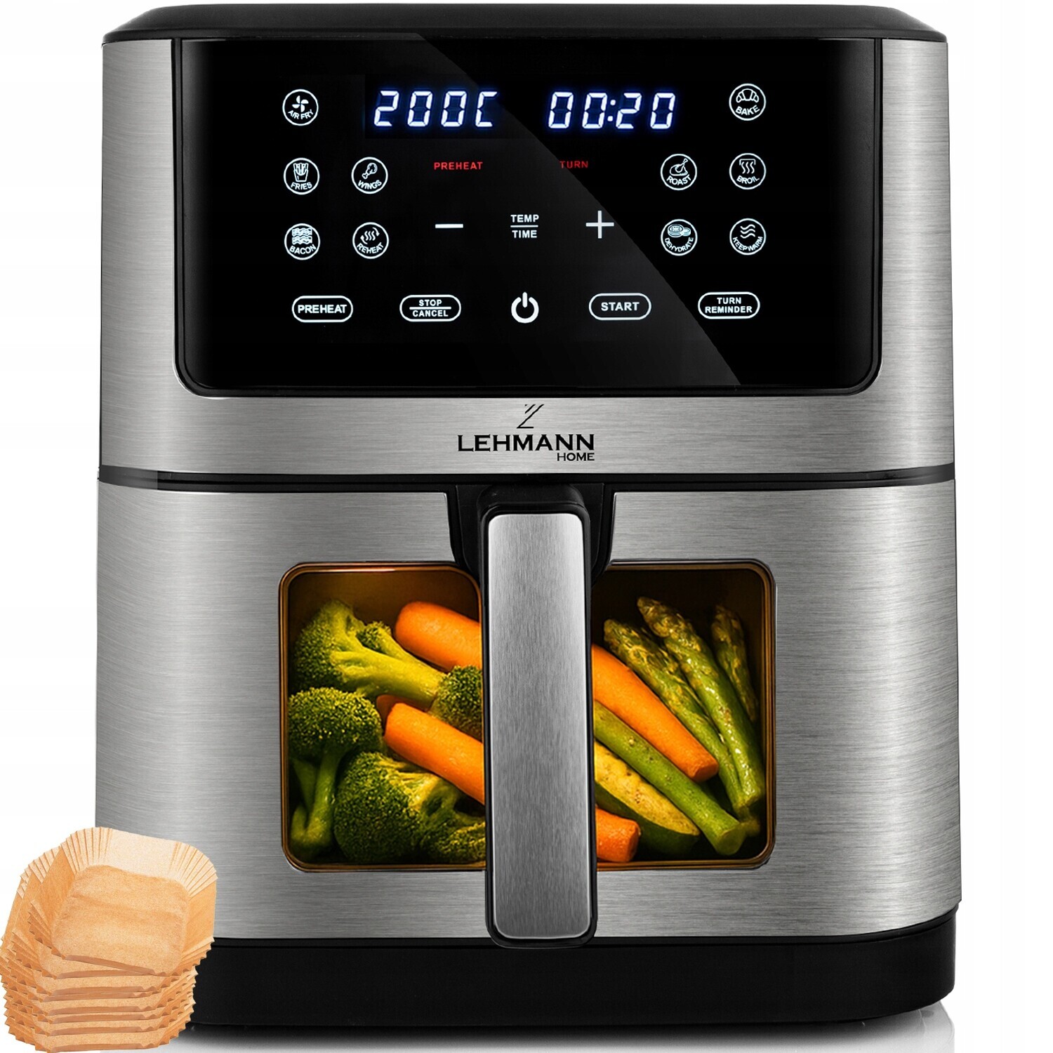 Beztuková Fritéza Airfryer 8 L, Nepřilnavá, 12 Programů, Okénko
