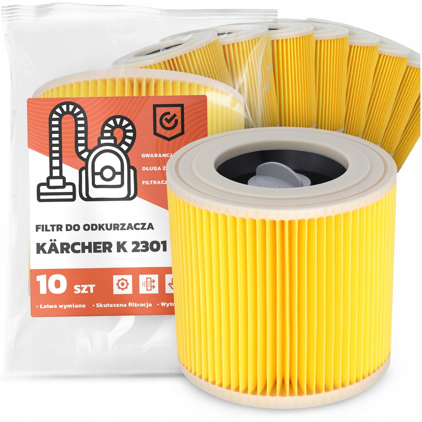 10 x Filtr Pro Vysavač Kärcher K 2301 Vzduch Výkonný Náhradník Em-w