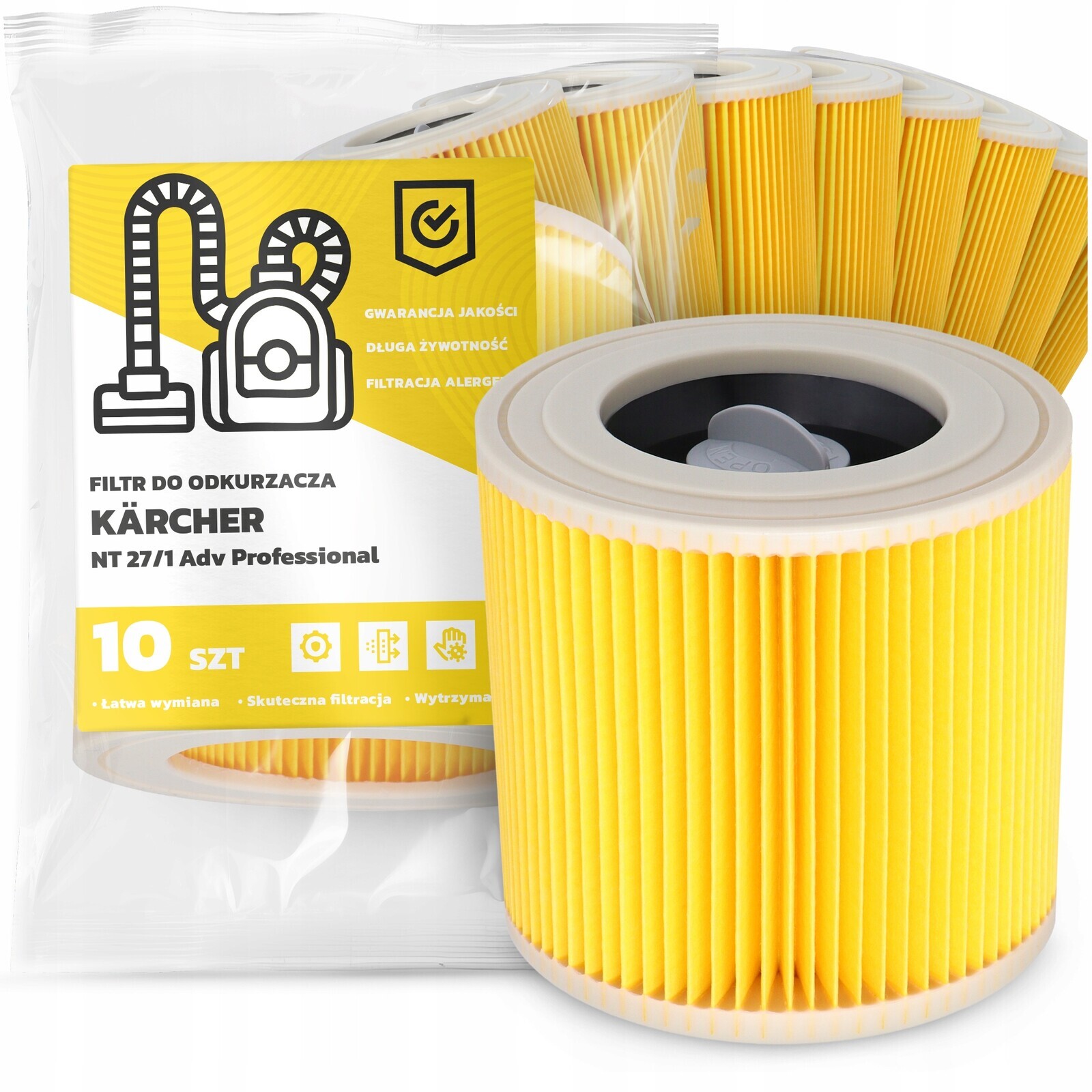 10 x Filtr Pro Vysavač Kärcher Nt 27/1 Adv Professional Vzduch Em-w