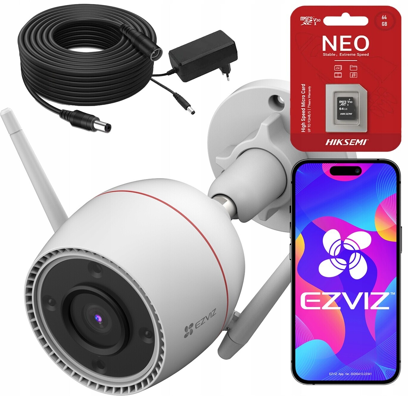 Venkovní WiFi kamera Ezviz H3c 5MPx 3K Detekce pohybu 10 m kabelu a 64 Gb