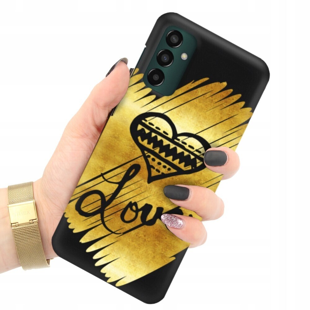 Pouzdro Pro Samsung M13 4G Matné Černé Motivační texty Láska Srdce Vzory