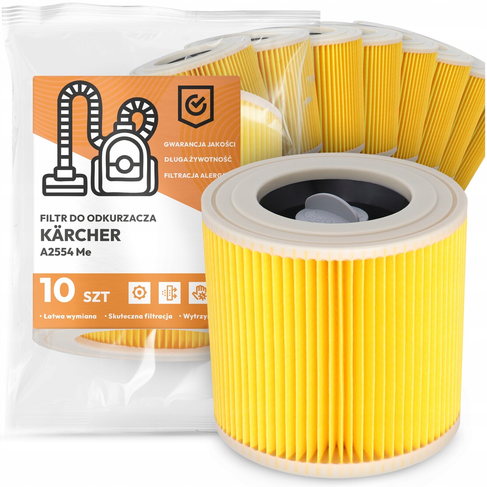 10 x Filtr Pro Vysavač Kärcher A2554 Me Vzduch Výkonný Náhradník Em-w