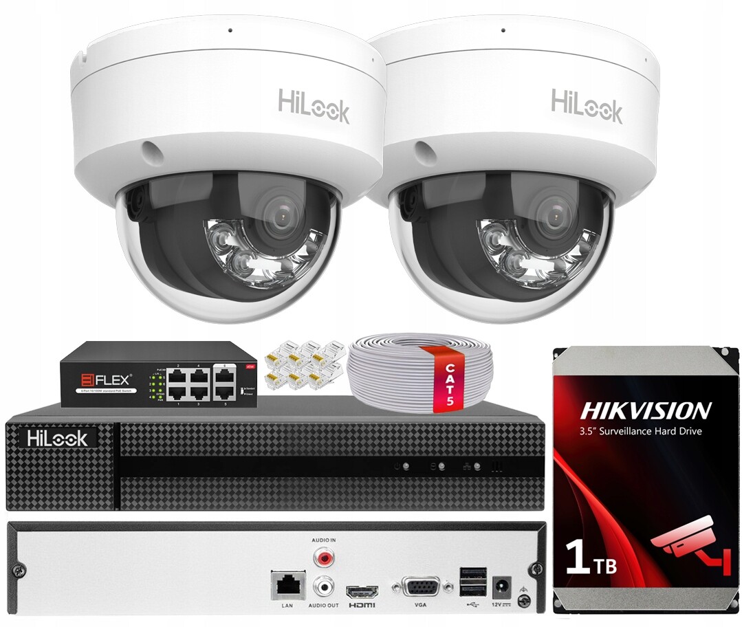 Ip monitorovací sada 2 kamery 6Mpx HiLook Venkovní pro dům obchodu Apka