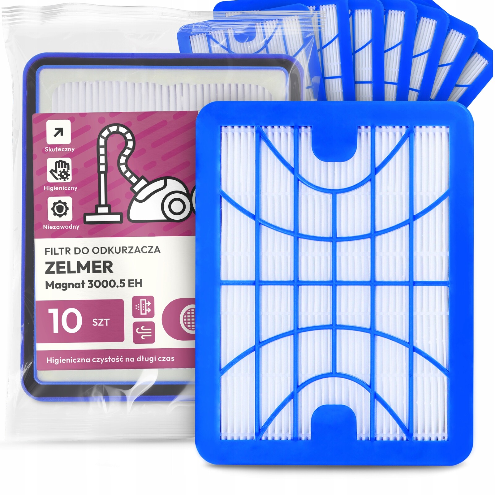 10 x Vzduchový Filtr Pro Vysavač Zelmer Magnat 3000.5 Eh Hepa Výkonný Em-w