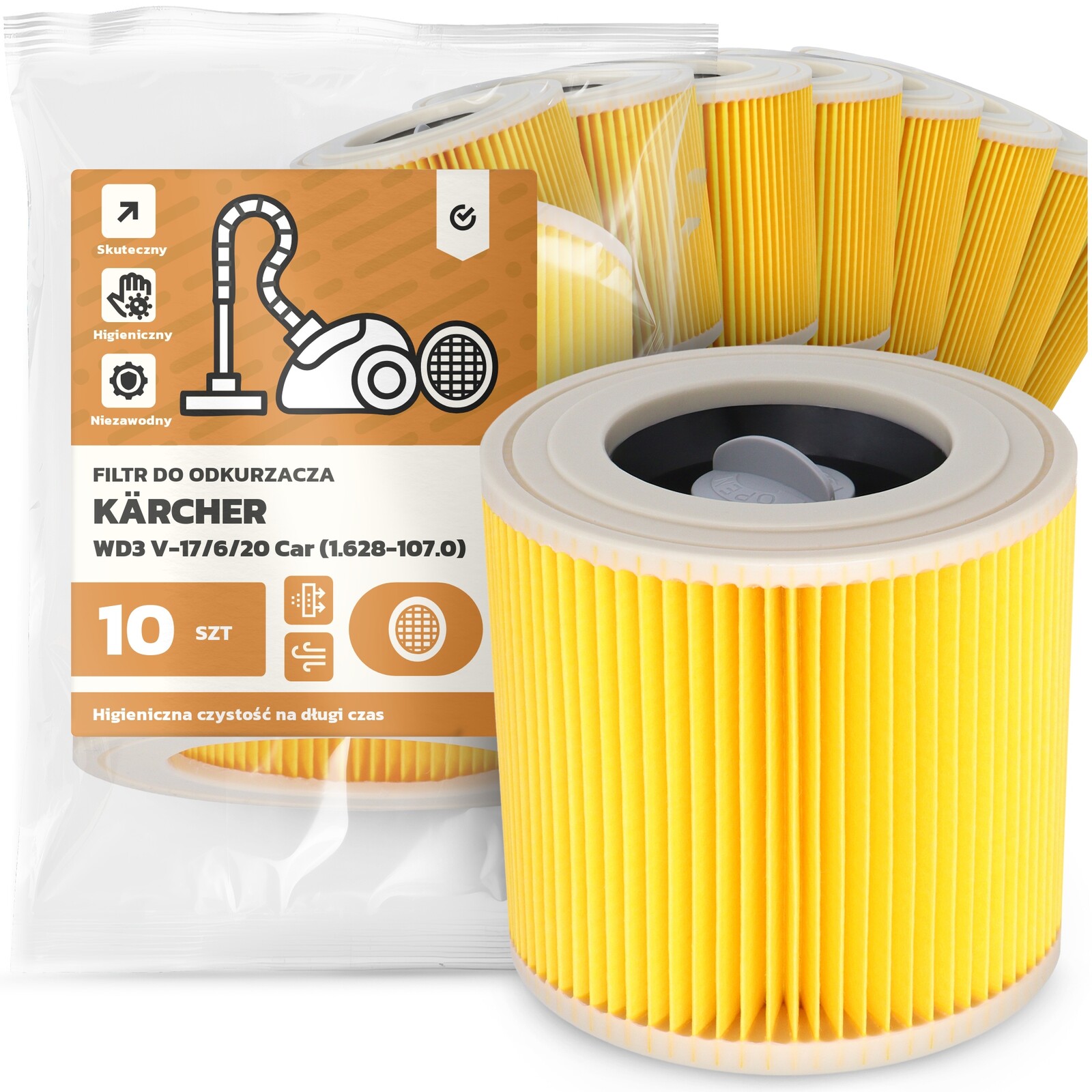 10 x Filtr Pro Vysavač Kärcher WD3 V-17/6/20 Car (1.628-107.0) Filtry Em-w