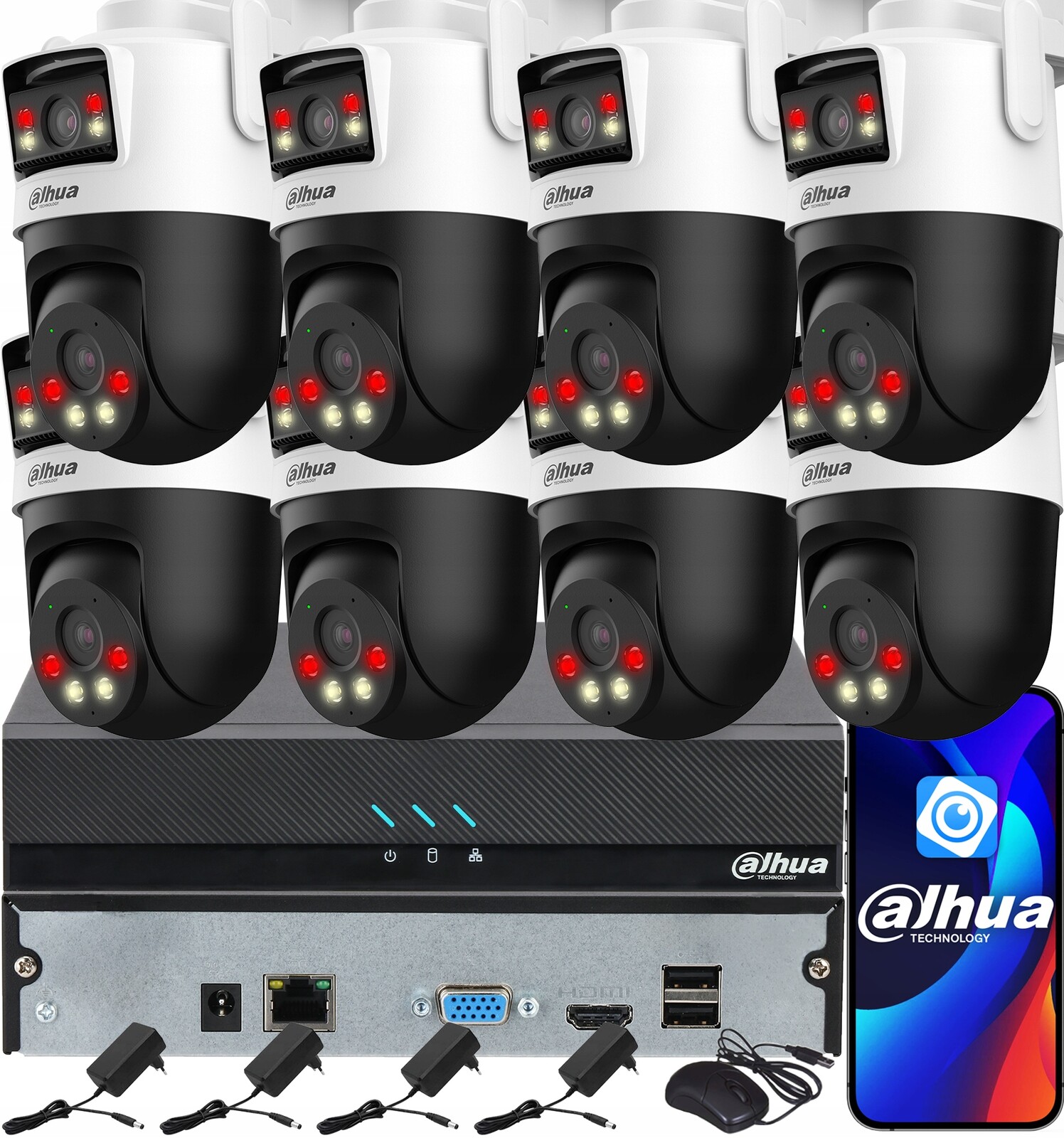 Monitorovací sada Dahua pro 8 kamer WiFi 3MPx P3D-3F-PV Dual Light Audio