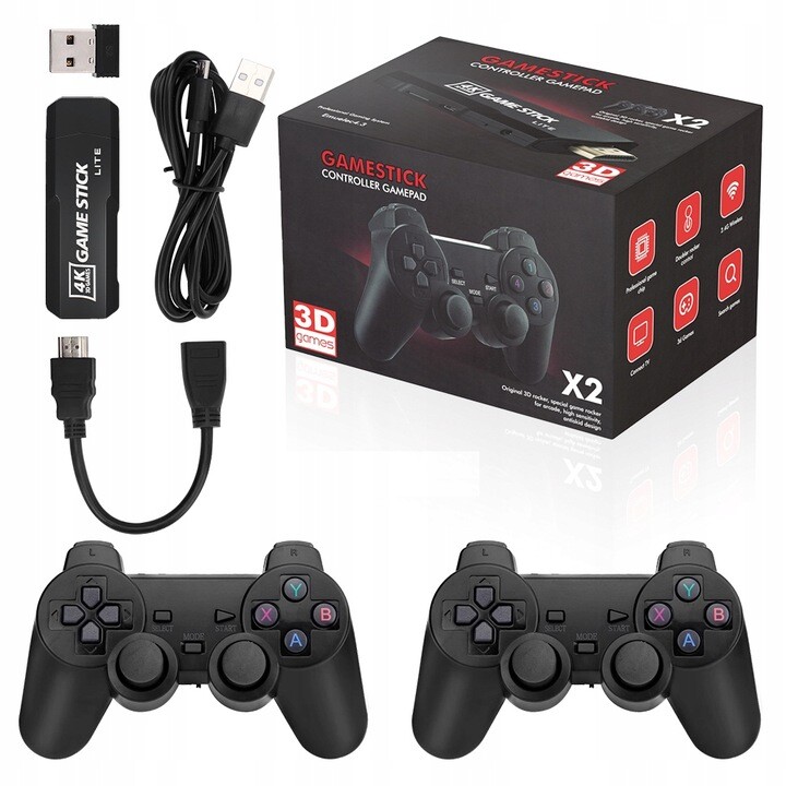 Herní konzole Psp pro domácí použití, bezdrátový duální ovladač, Hd 4K, 64 Gb, více než 35 000 her
