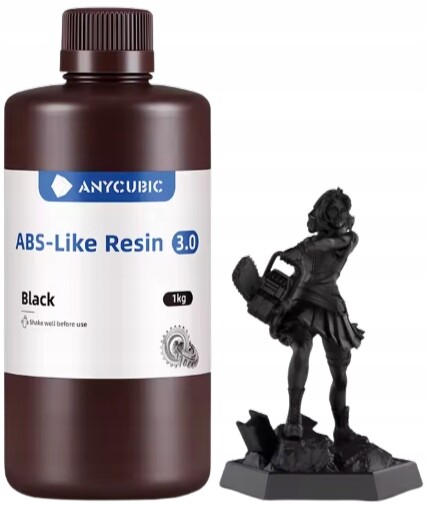 Uv pryskyřice Anycubic ABS-Like 3.0 Black Černá 1 kg 1 l pro 3D tiskárnu