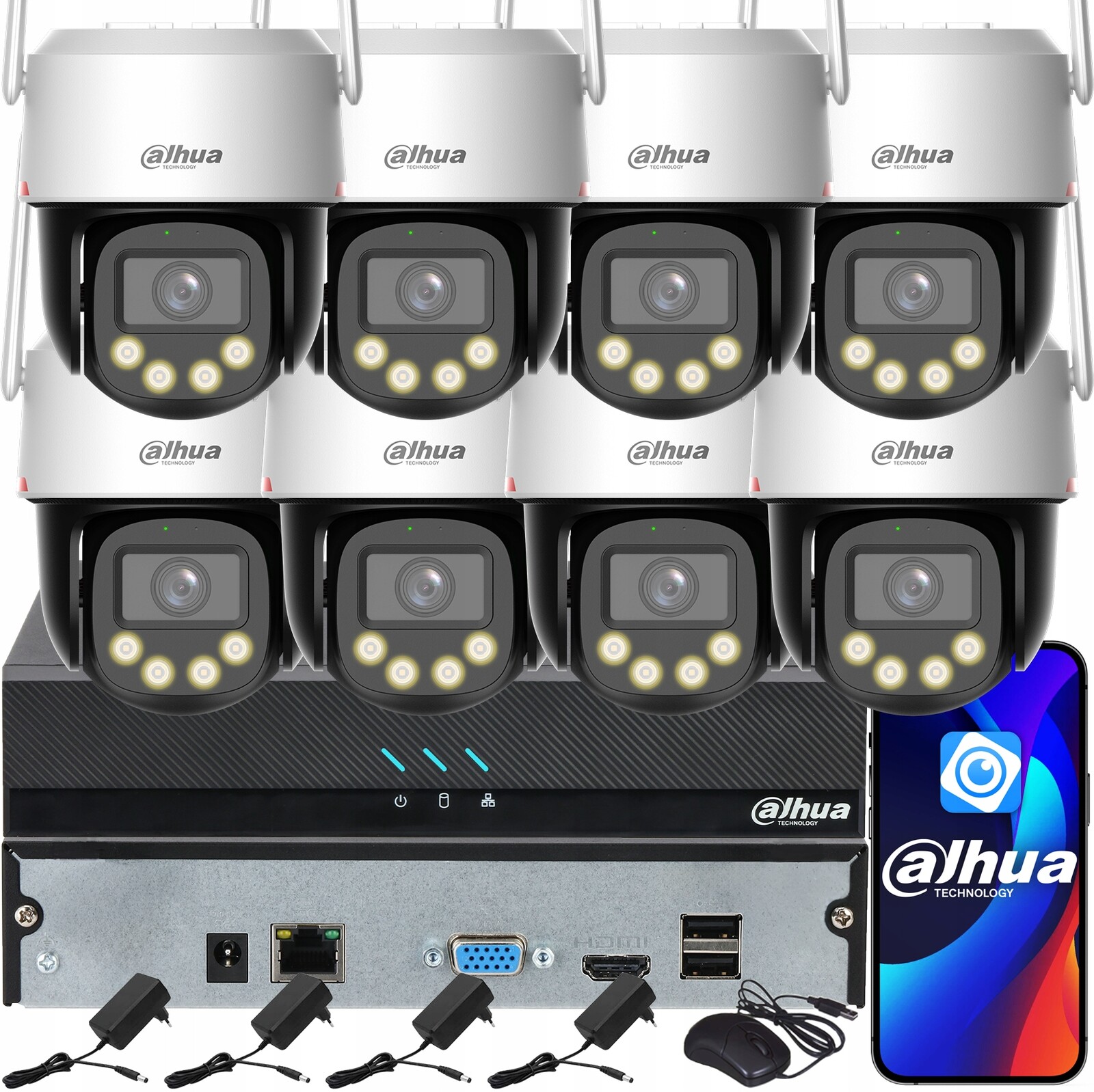 Monitorovací sada Dahua 8 kamer 8MPx P8F-PV WizColor 4K Analýza obrazu Ai