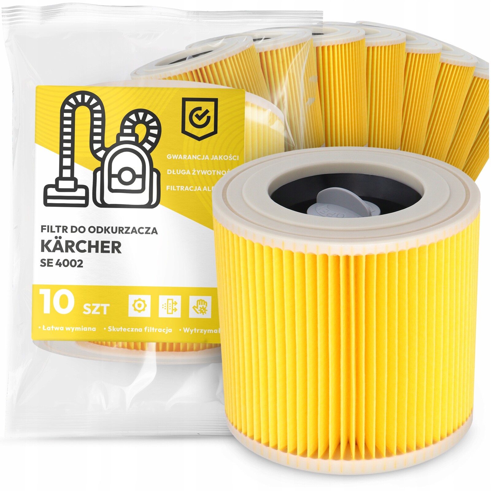 10 x Filtr Pro Vysavač Kärcher Se 4002 Vzduch Výkonný Náhradník Em-w