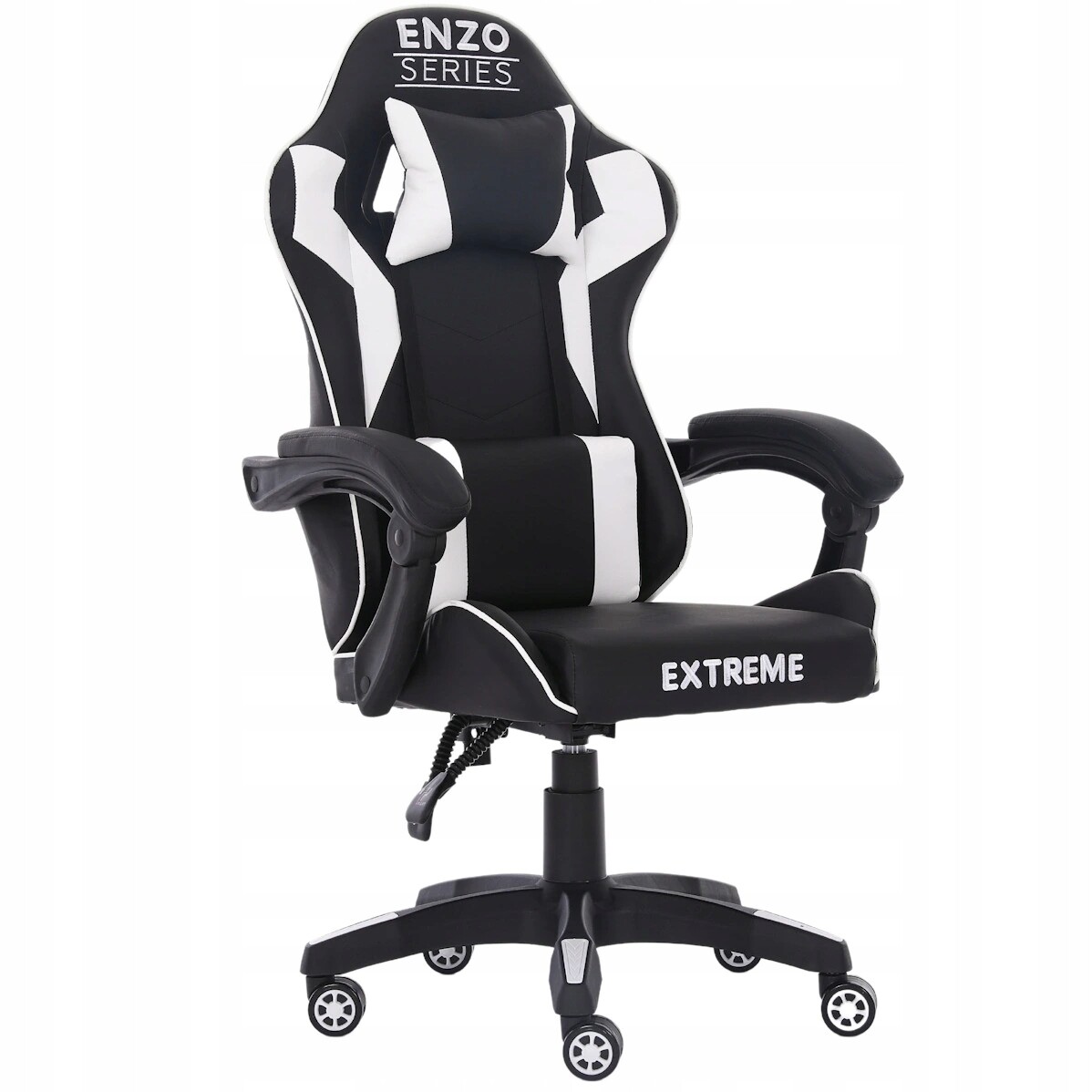 Otočná herní židle pro hráče, Pohodlná, područky, černobílá