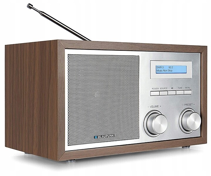 Síťové rádio Dab+ Fm Blaupunkt Nostalgie RXD180WH, hnědá dřevěná konstrukce