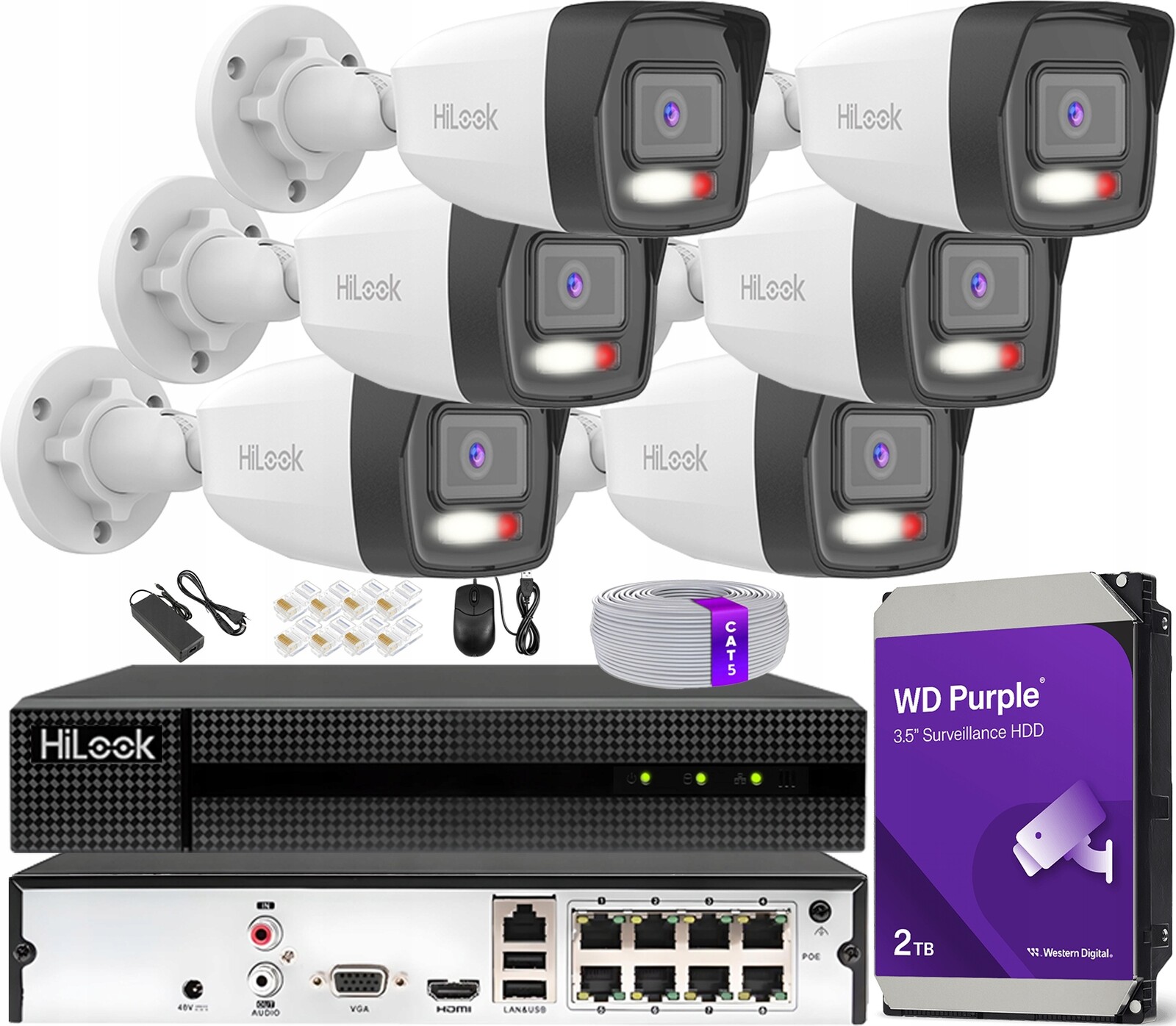 Ip monitorování Sada 6 kamer 6Mpx Den/Noc Barva Audio Aplikace Detekce