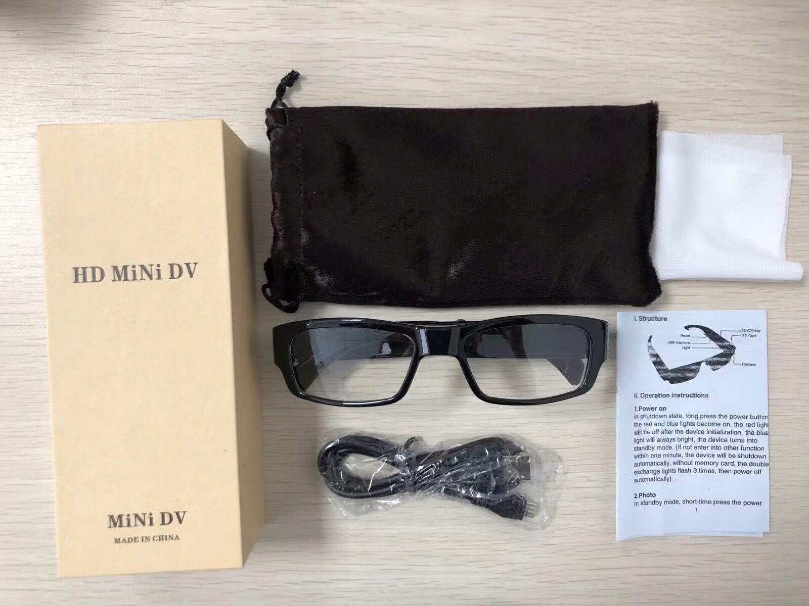 Brýle se skrytou špionážní kamerou, full hd kamera