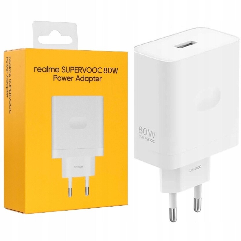 Síťová nabíječka Realme SuperVOOC 80W bílá kostka adaptér napájecí adaptér
