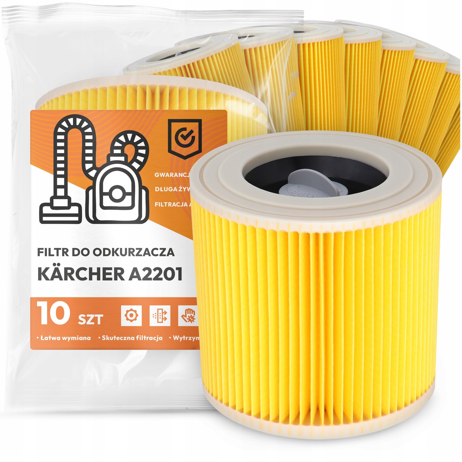 10 x Filtr Pro Vysavač Kärcher A2201 Vzduch Výkonný Náhradník Em-w