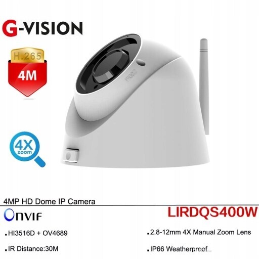 Wifi síťová kopulová kamera Ip 4MPX LIRDQS400W