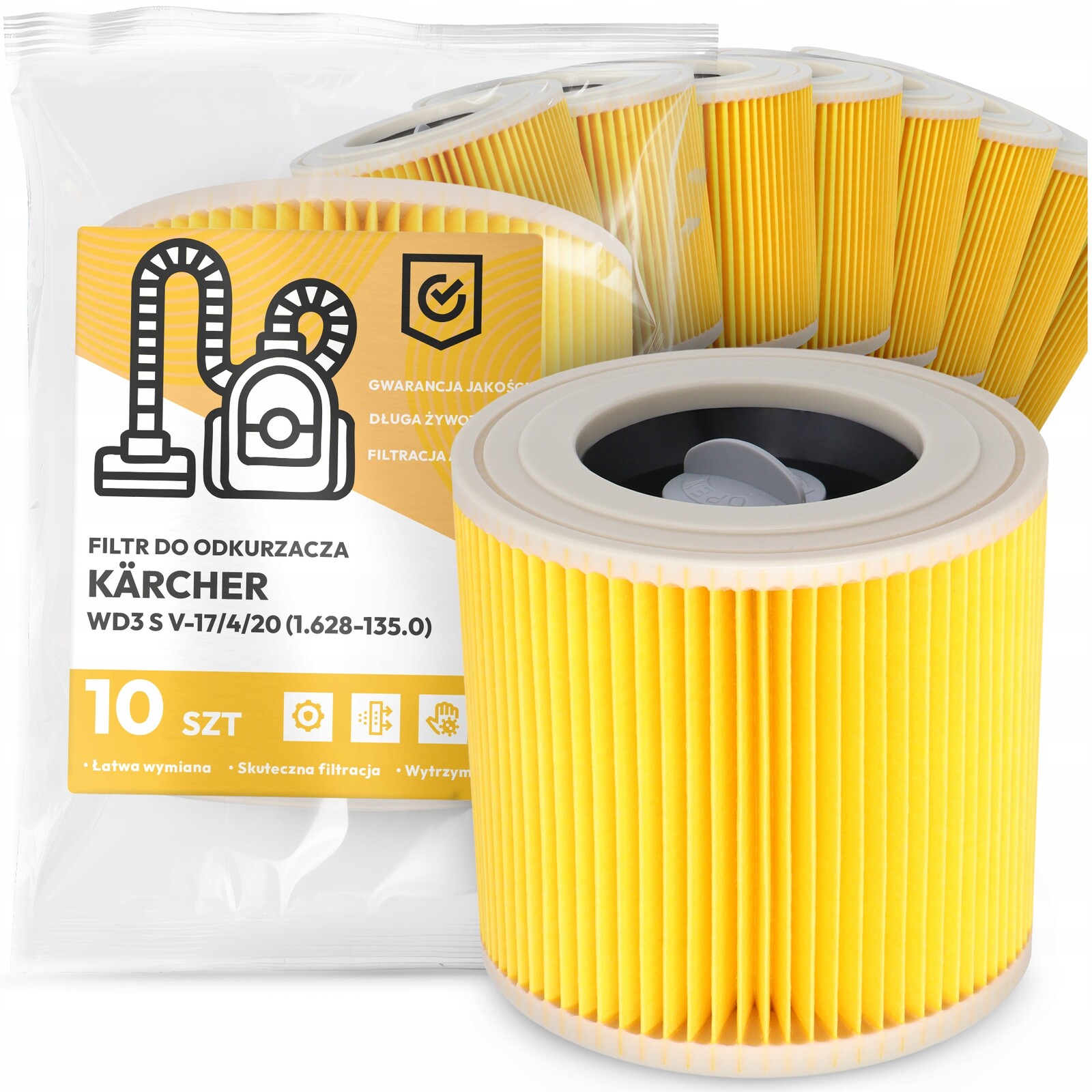 10 x Filtr Pro Vysavač Kärcher WD3 S V-17/4/20 (1.628-135.0) Filtry Em-w