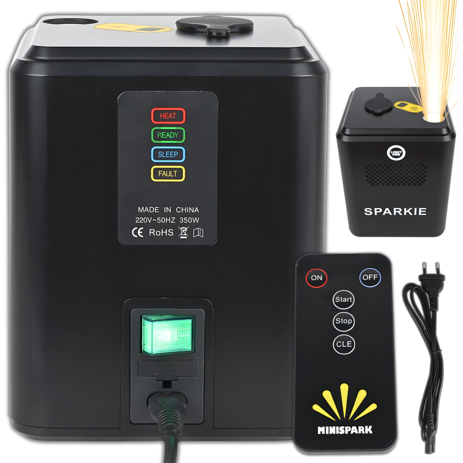 Výrobník Stroj Na Jiskry Studených Ohňů do 3,5 m 350 W bezdrátové dálkové ovládání