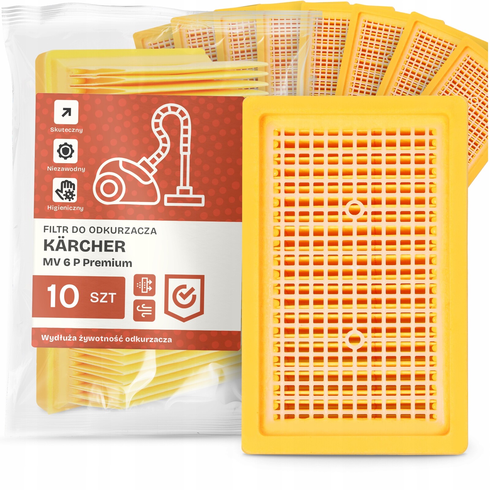 10 x Filtr Pro Vysavač Kärcher MV 6 P Premium Vzduchový vstupní Filtr Em-w