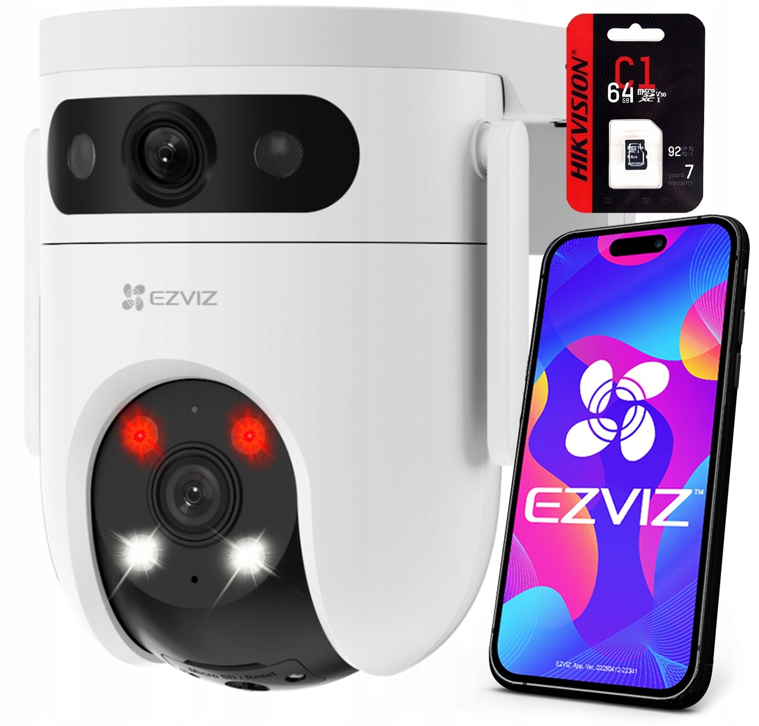 Otočná WiFi kamera H9C 6MPx (3MP+3MP) Ezviz paměťová karta Sd 64 Gb