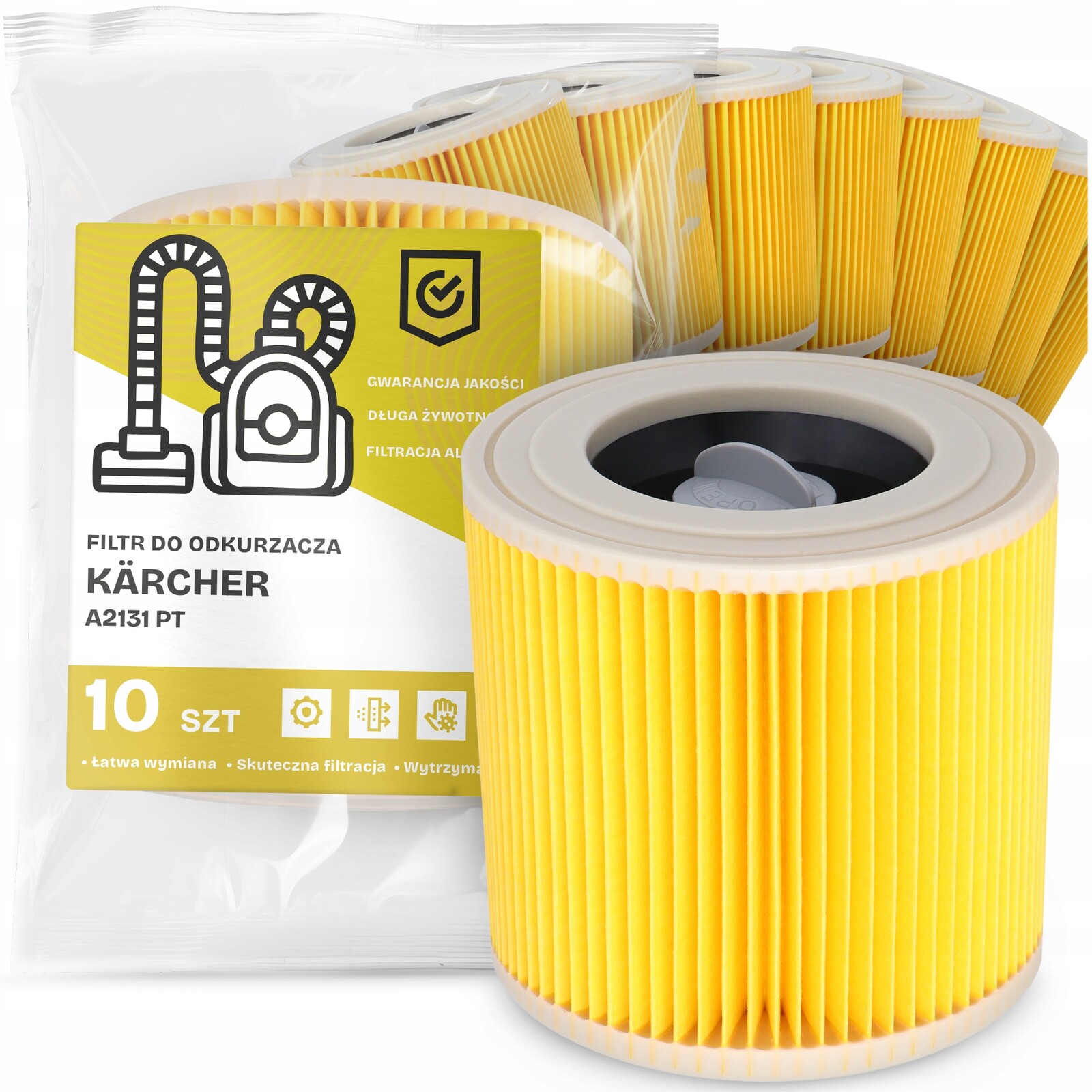 10 x Filtr Pro Vysavač Kärcher A2131 Pt Vzduch Výkonný Náhradník Em-w