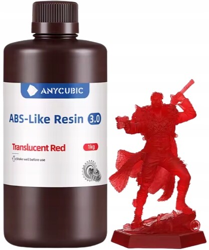 Uv pryskyřice Anycubic ABS-Like 3.0 Transparent Red Červená 1 kg pro 3D tiskárnu