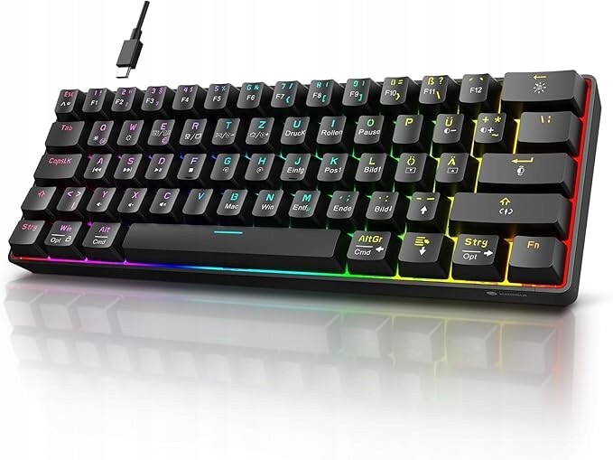 Mechanická klávesnice Koorui, německý čip Qwertz, herní klávesnice