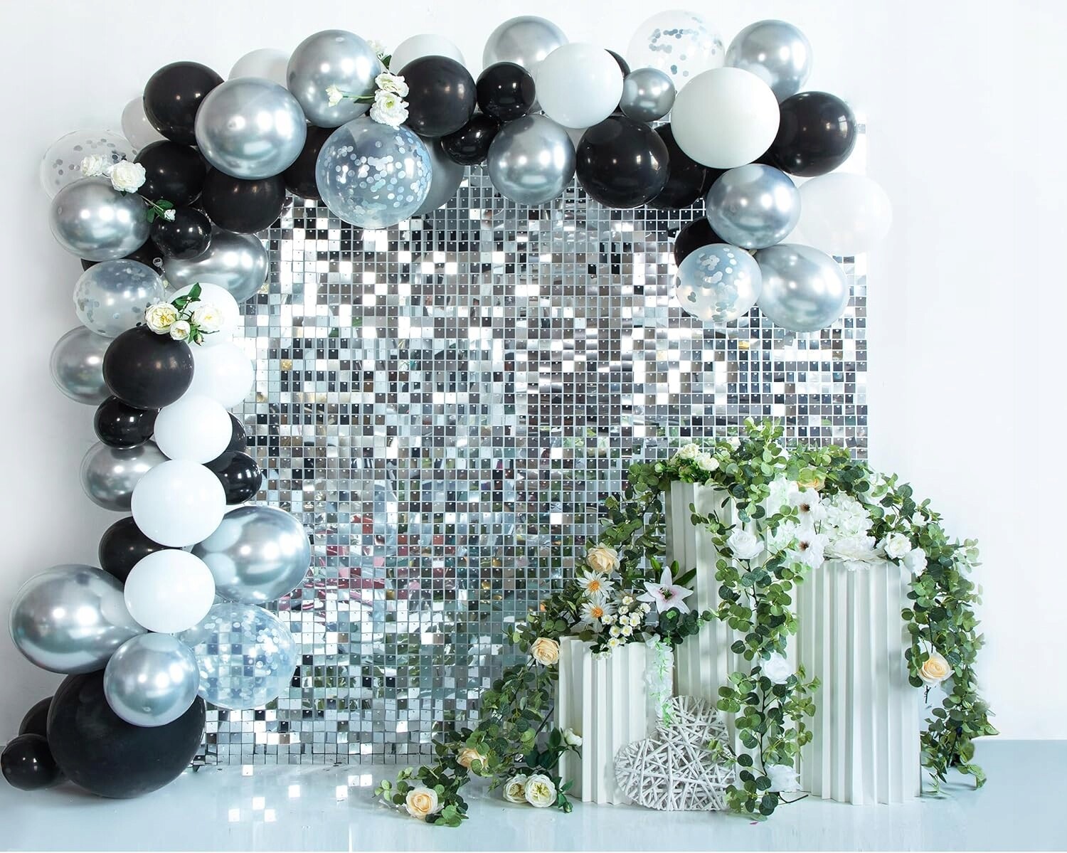 Foto Pozadí S Párty Čtvercové Flitry 1,08 M2 30x30 CM 12 Kusů