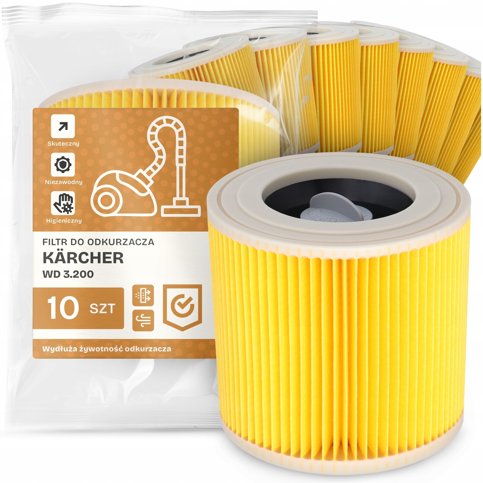 10 x Filtr Pro Vysavač Kärcher Wd 3.200 Výkonný Náhradní Filtr Em-w