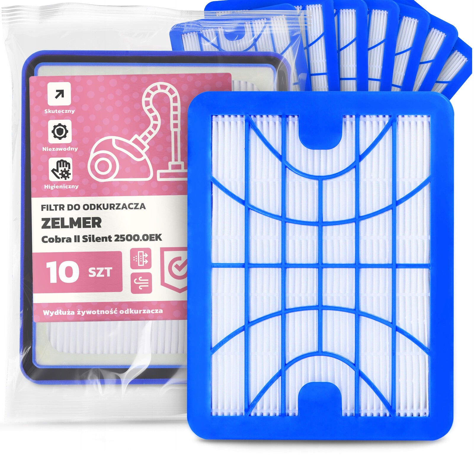 10 x Vzduchový Filtr Pro Vysavač Zelmer Cobra II Silent 2500.0EK Hepa Em-w