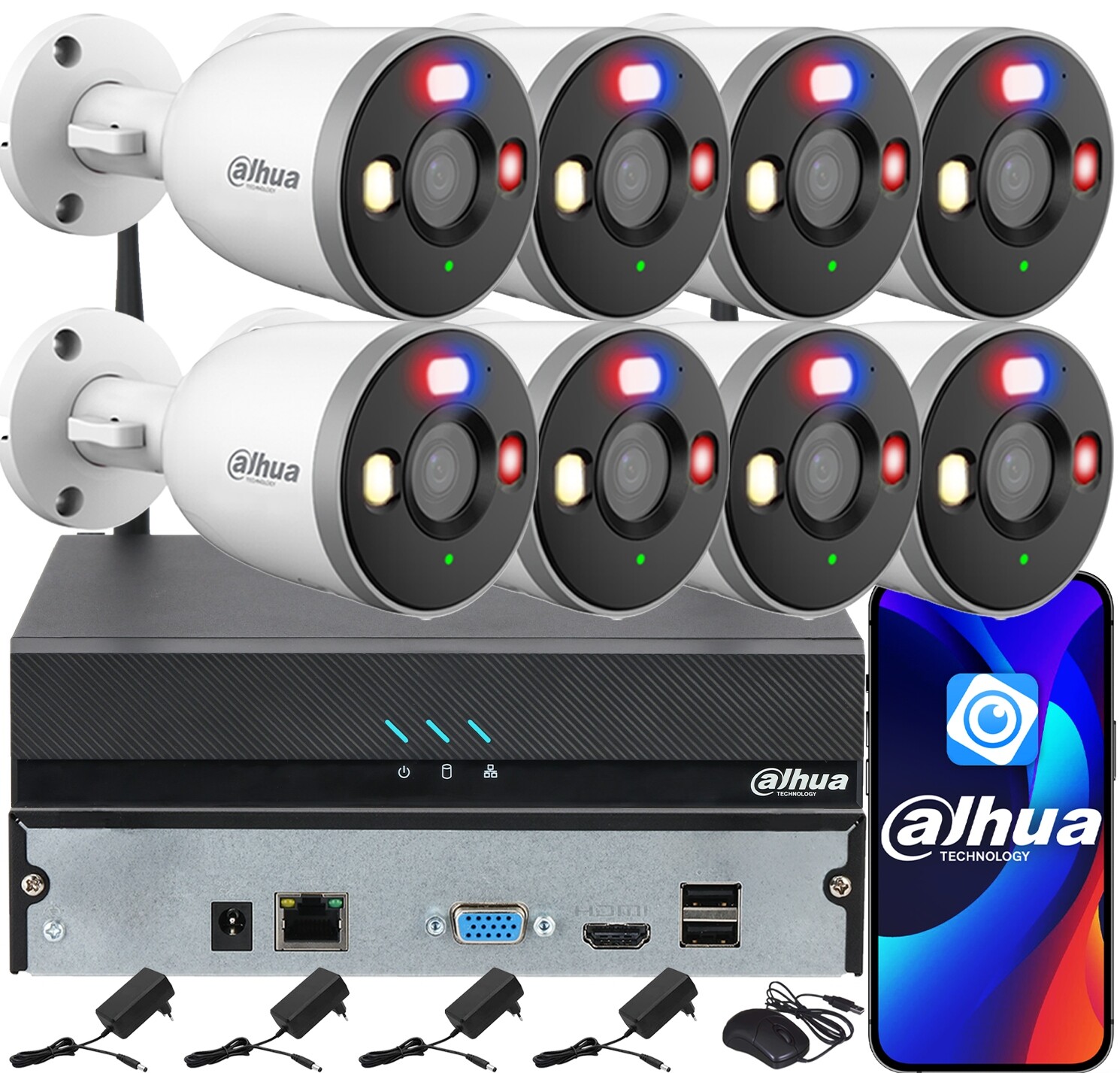 Monitorovací sada Dahua pro 8 kamer WiFi 3MPx F3D-PV Smart Dual Light Audio