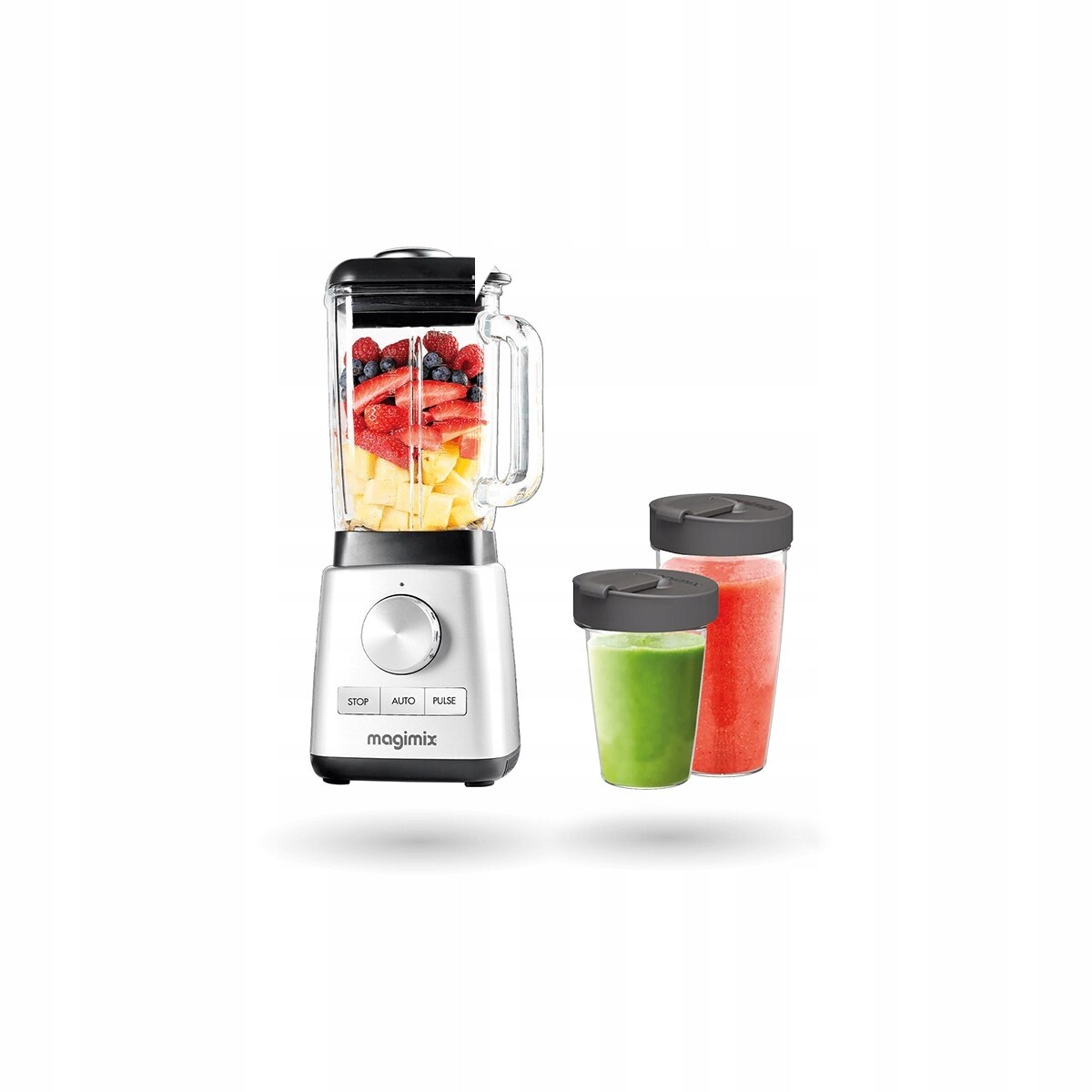 Magimix Power Blender Premium 1300 W Ultratichý 2 lahve Stříbrné