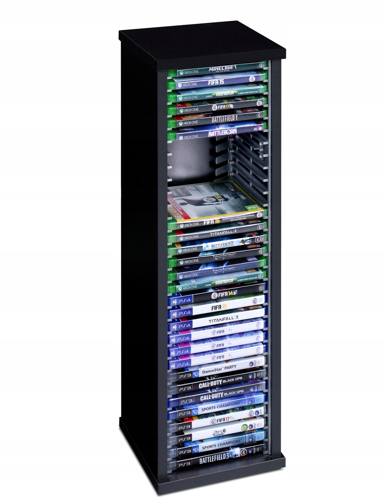 Stojan na hry PS3 PS4 PS5 Xbox One filmy Blu-ray police box 30 disků černý