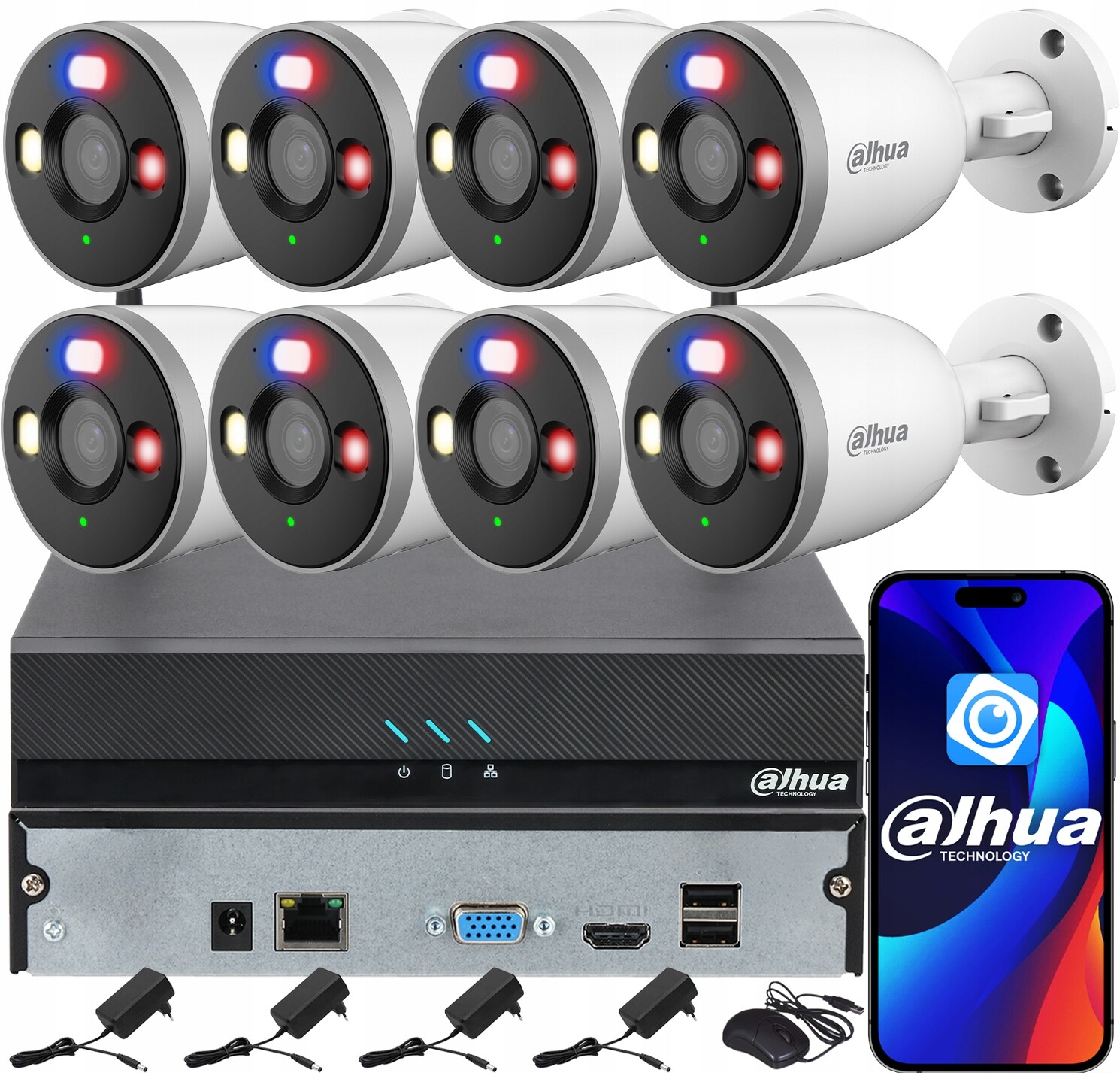 Monitorovací sada Dahua pro 8 kamer WiFi 5MPx F5D-PV Smart Dual Light Audio