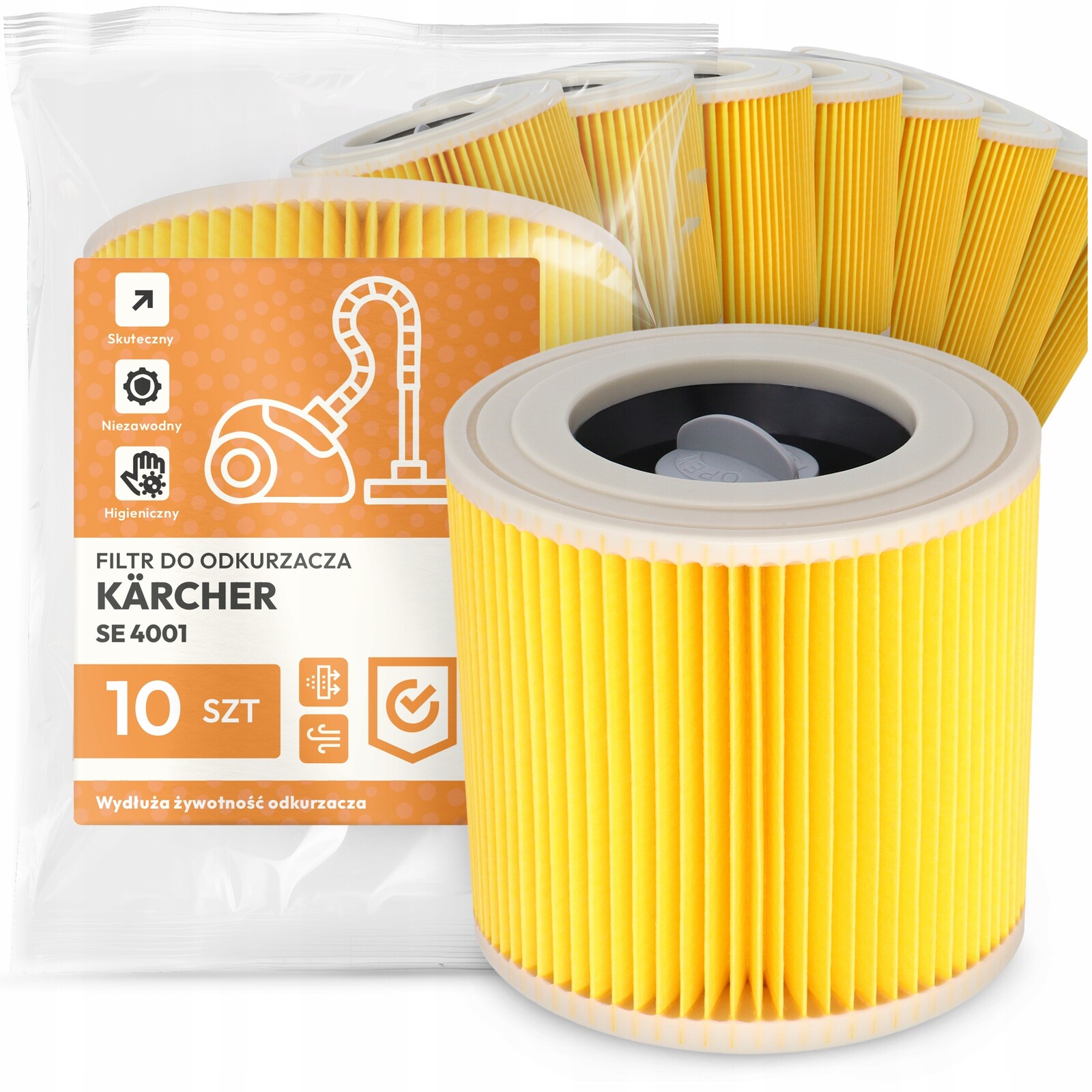 10 x Filtr Pro Vysavač Kärcher Se 4001 Vzduch Výkonný Náhradník Em-w