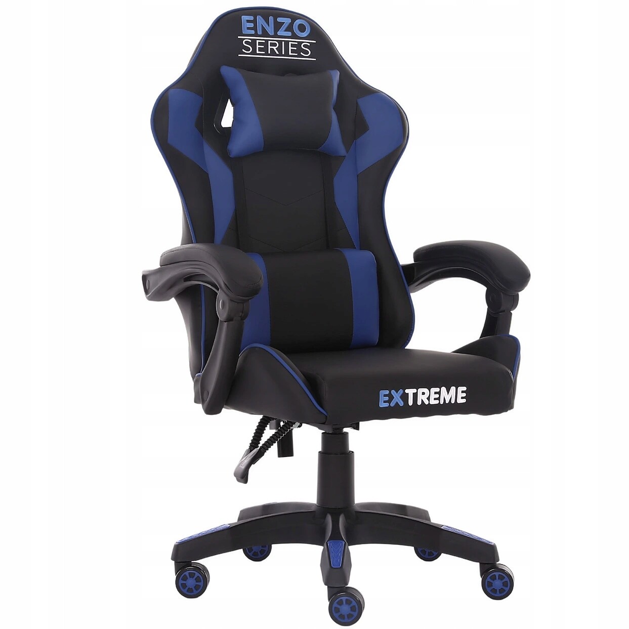 Herní křeslo pro hráče Pohodlné područky polštář černá modrá barva